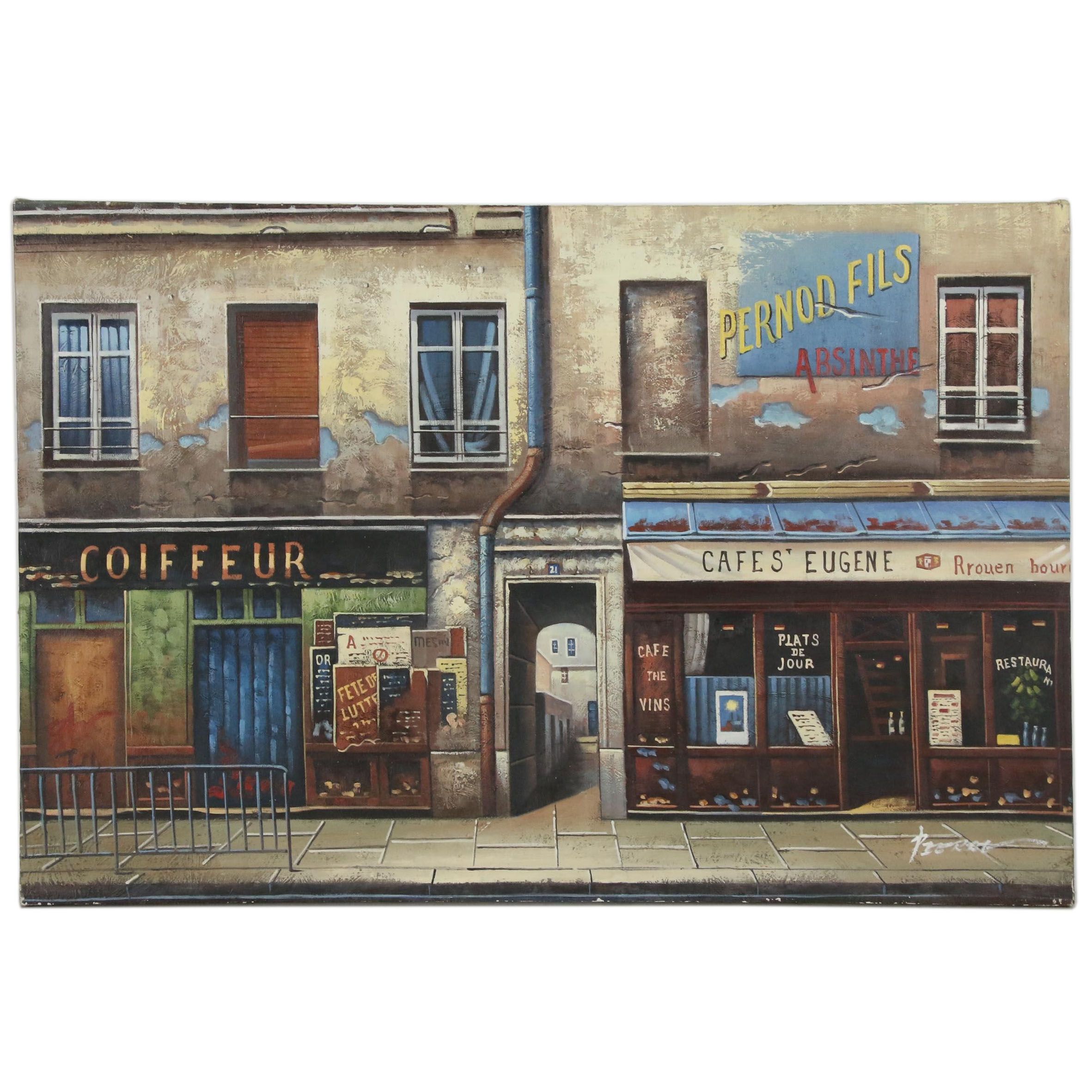 Oil Painting of French Street Scene