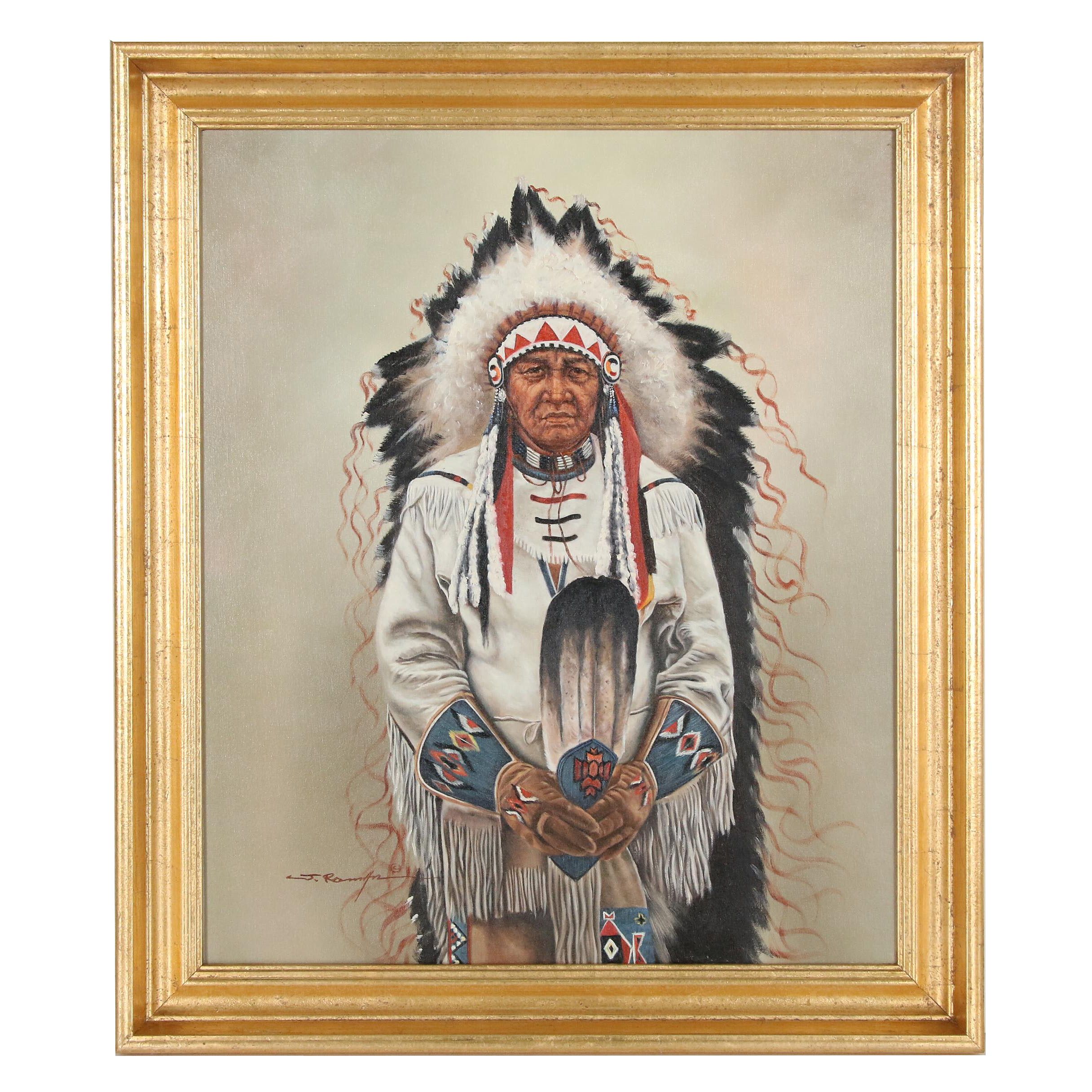 Oil Painting after James Bama "Shoshone Chief"