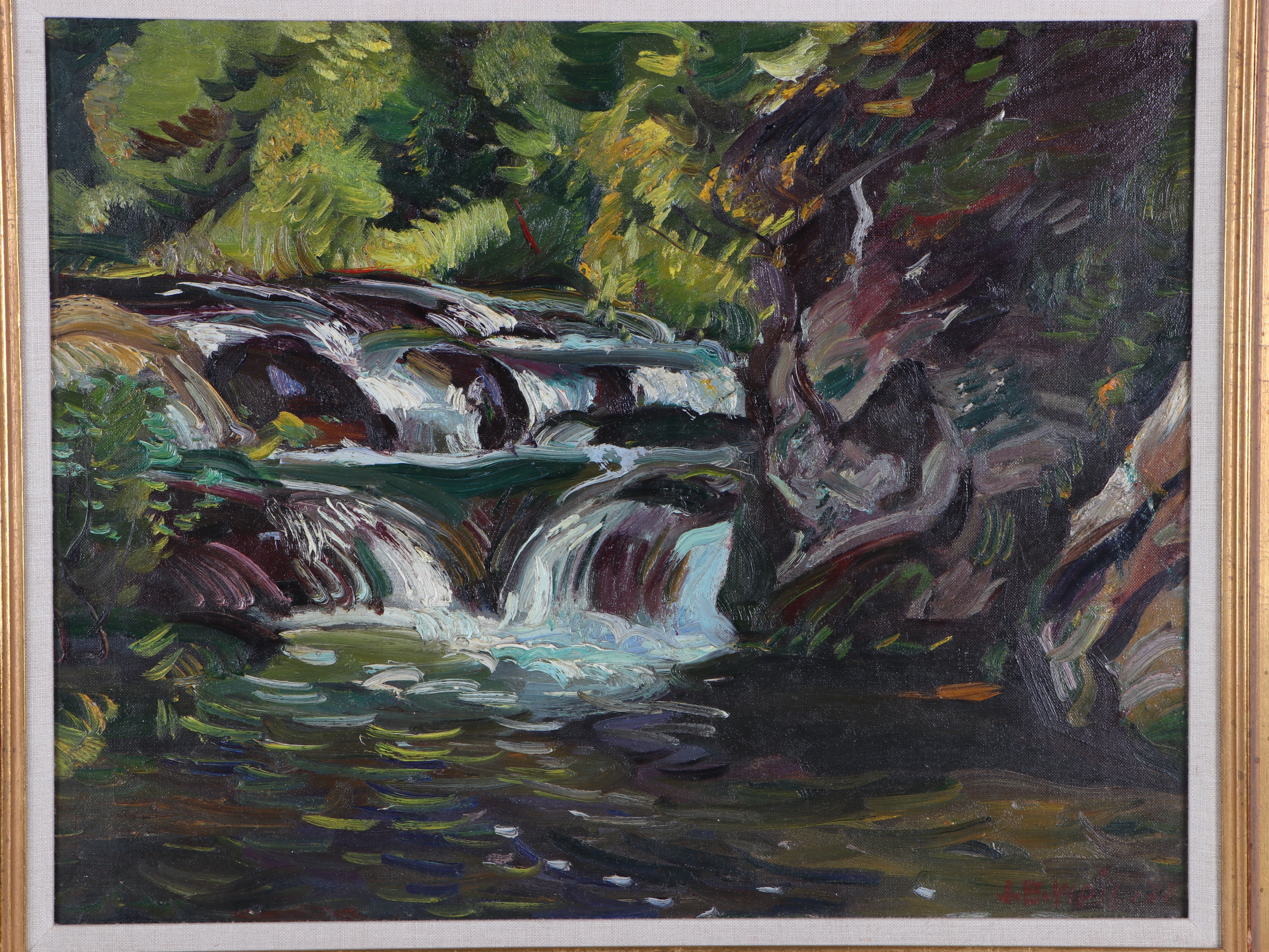 John Ellsworth Weis Landscape Oil Painting of Forest Stream