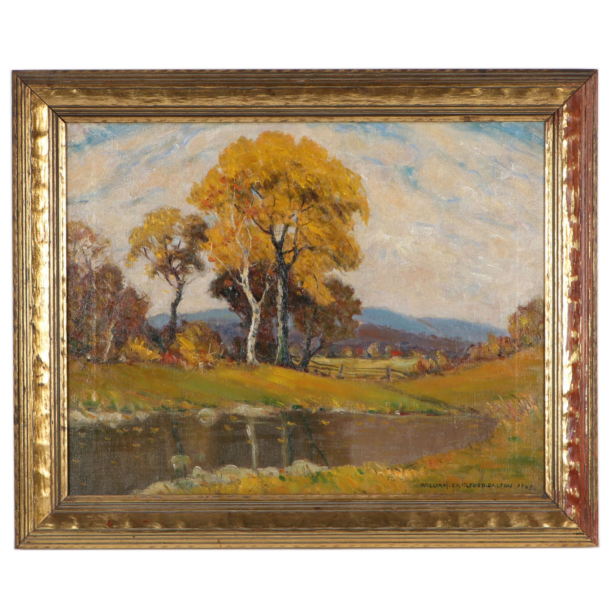 William Carlford Dalton Landscape Oil Painting, 1945