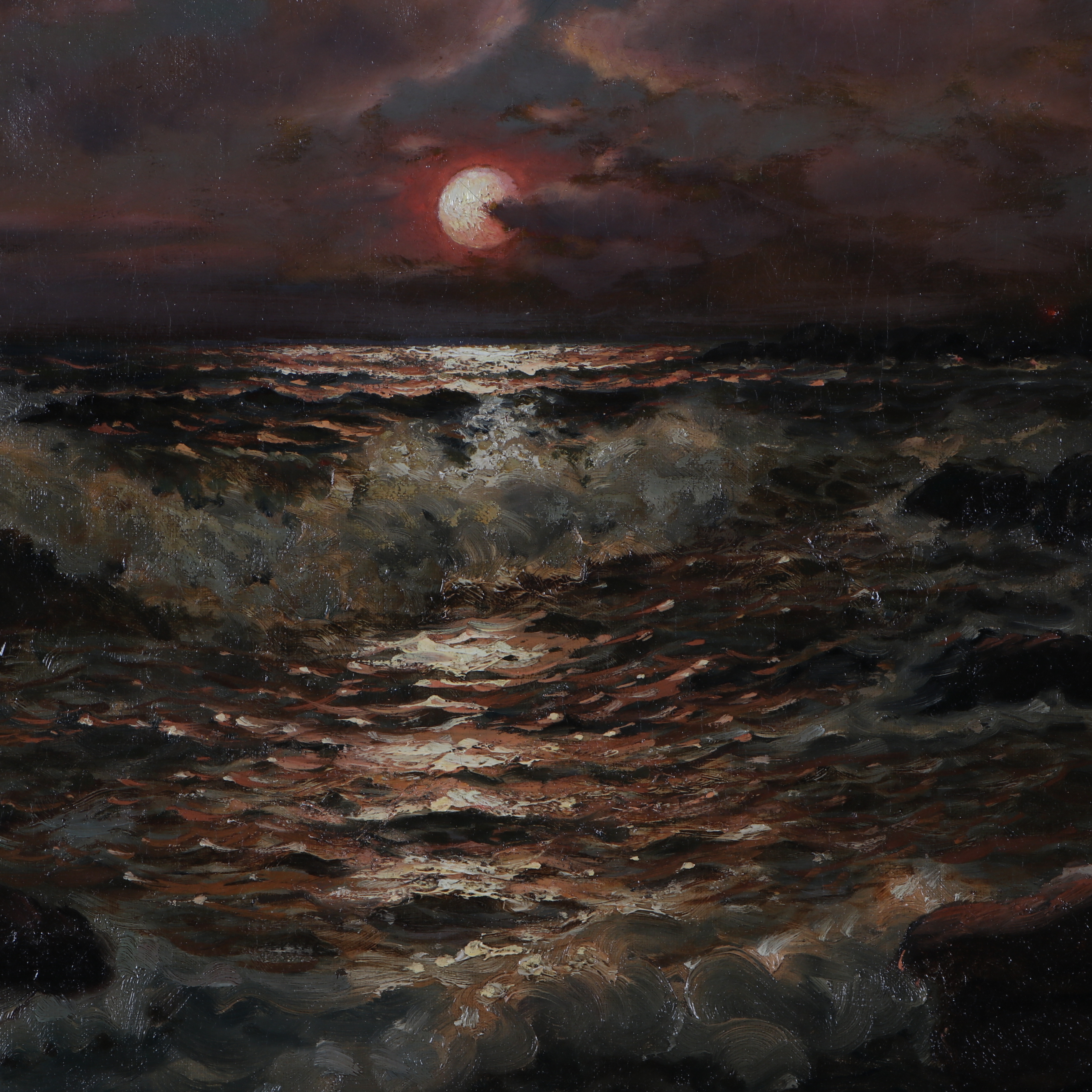 Richard Dey De Ribcowsky Nocturnal Seascape Oil Painting