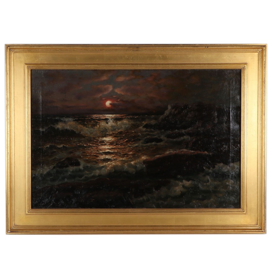 Richard Dey De Ribcowsky Nocturnal Seascape Oil Painting