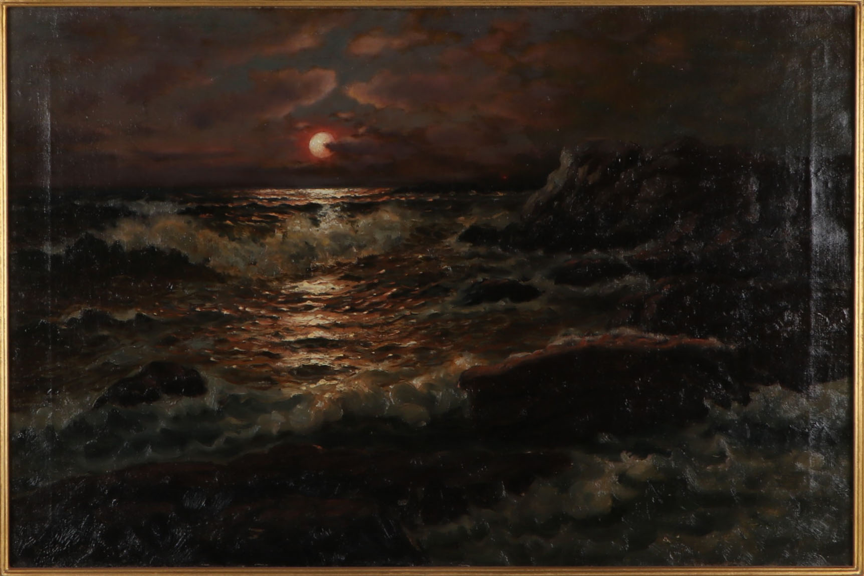 Richard Dey De Ribcowsky Nocturnal Seascape Oil Painting