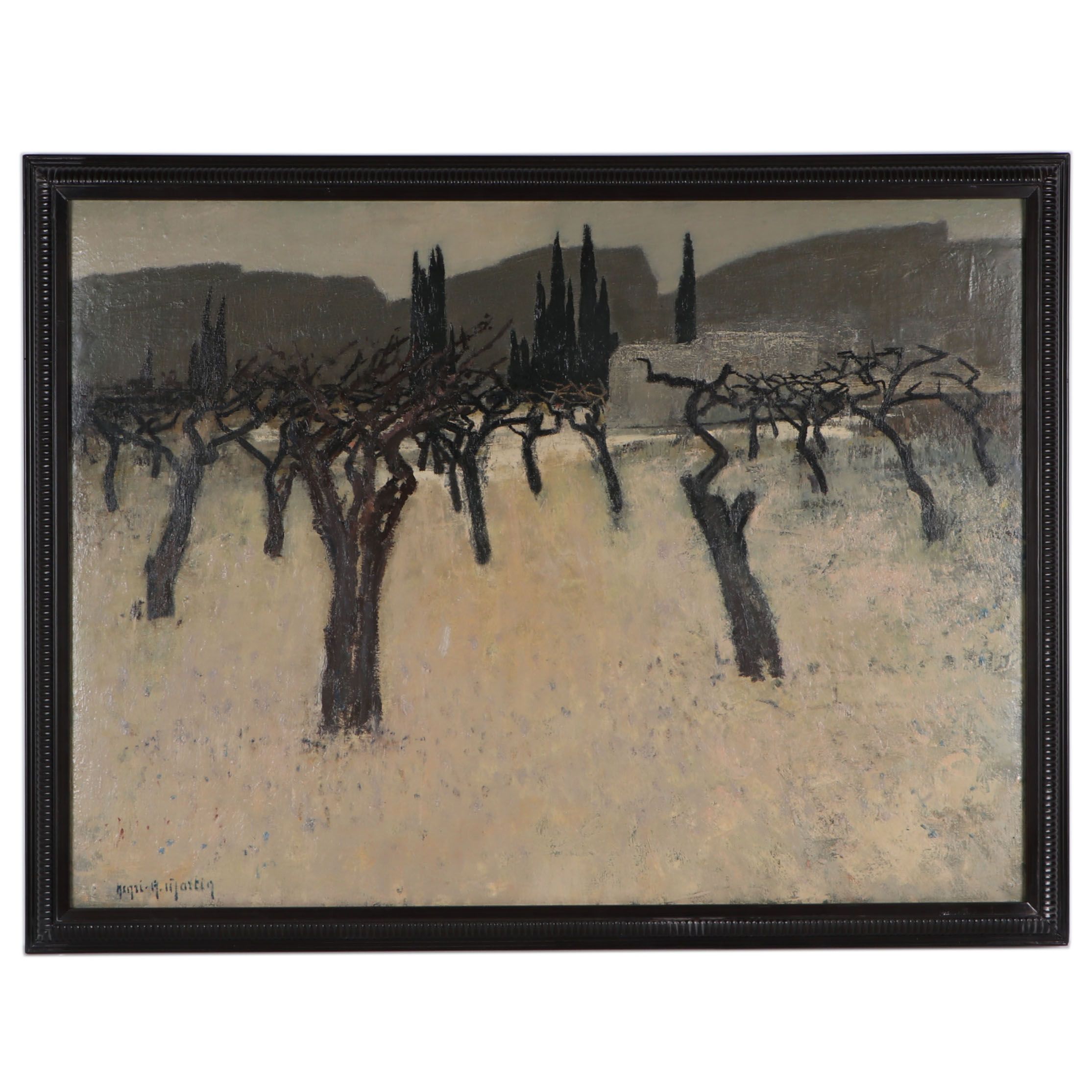 Henri Andre Martin Landscape Oil Painting "Les Olivers"