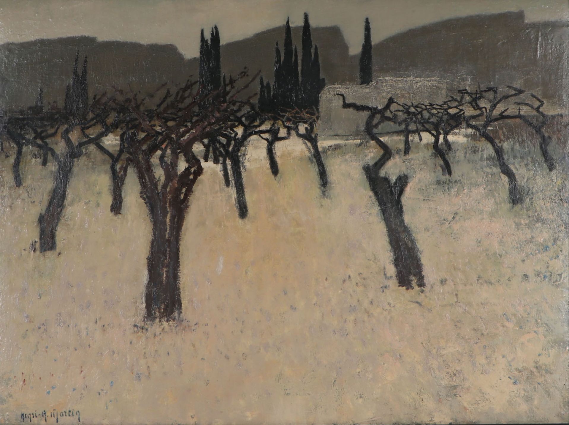 Henri Andre Martin Landscape Oil Painting "Les Olivers"