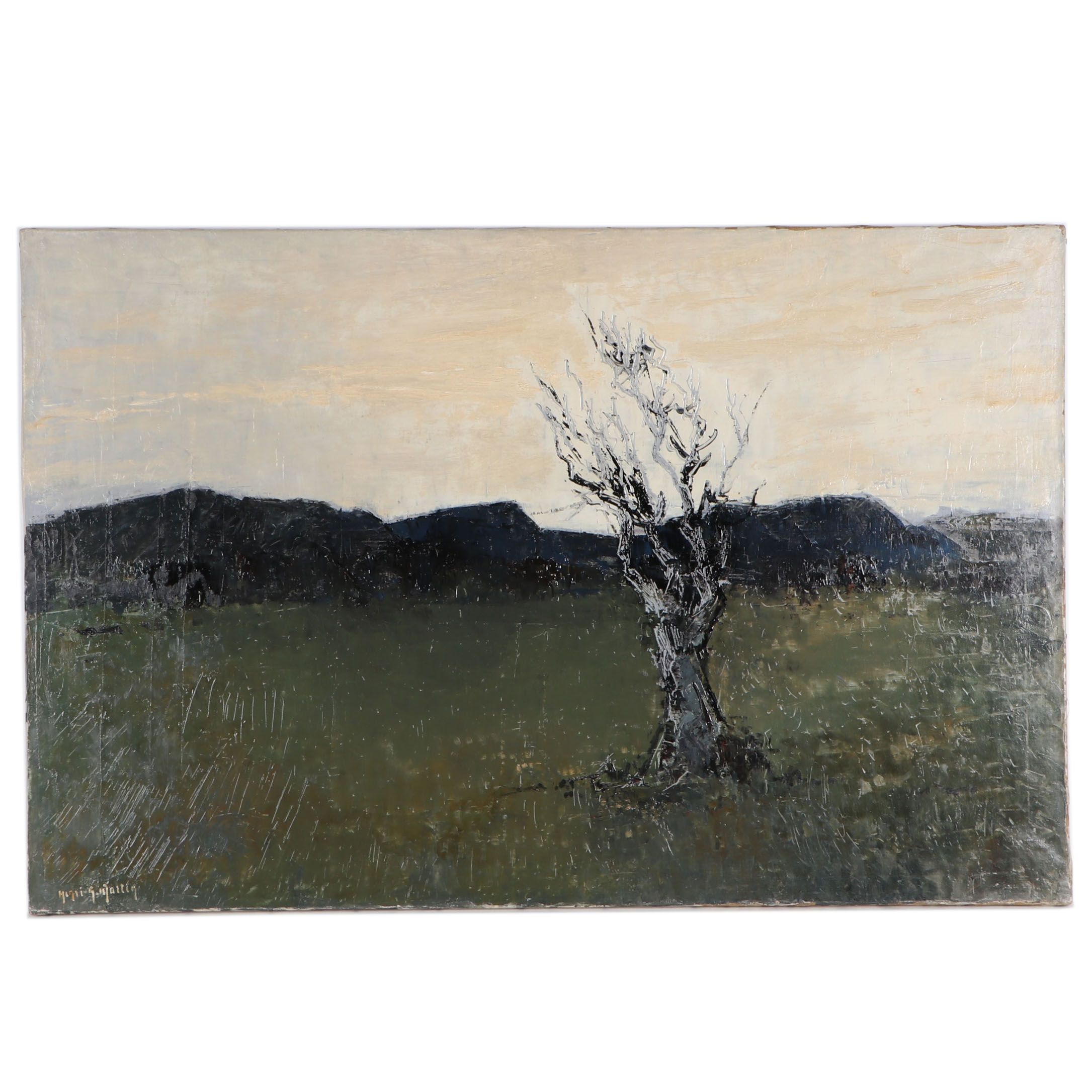 Henri Andre Martin Landscape Oil Painting "L'Arbre Mort", 1961
