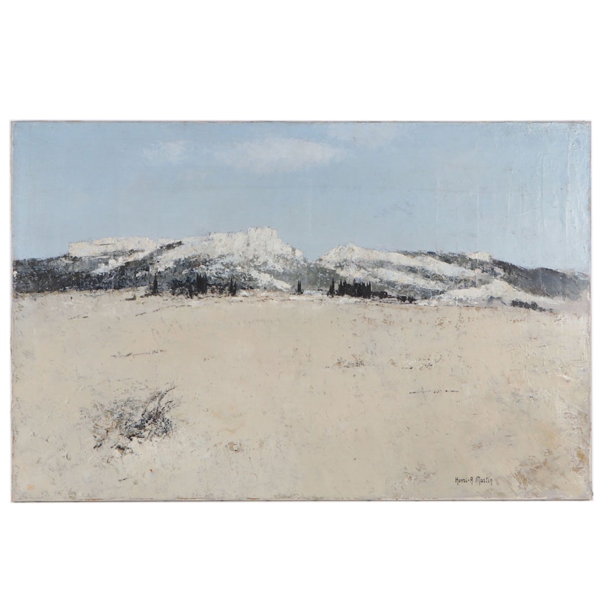 Henri Andre Martin Landscape Oil Painting "Winter Calm"