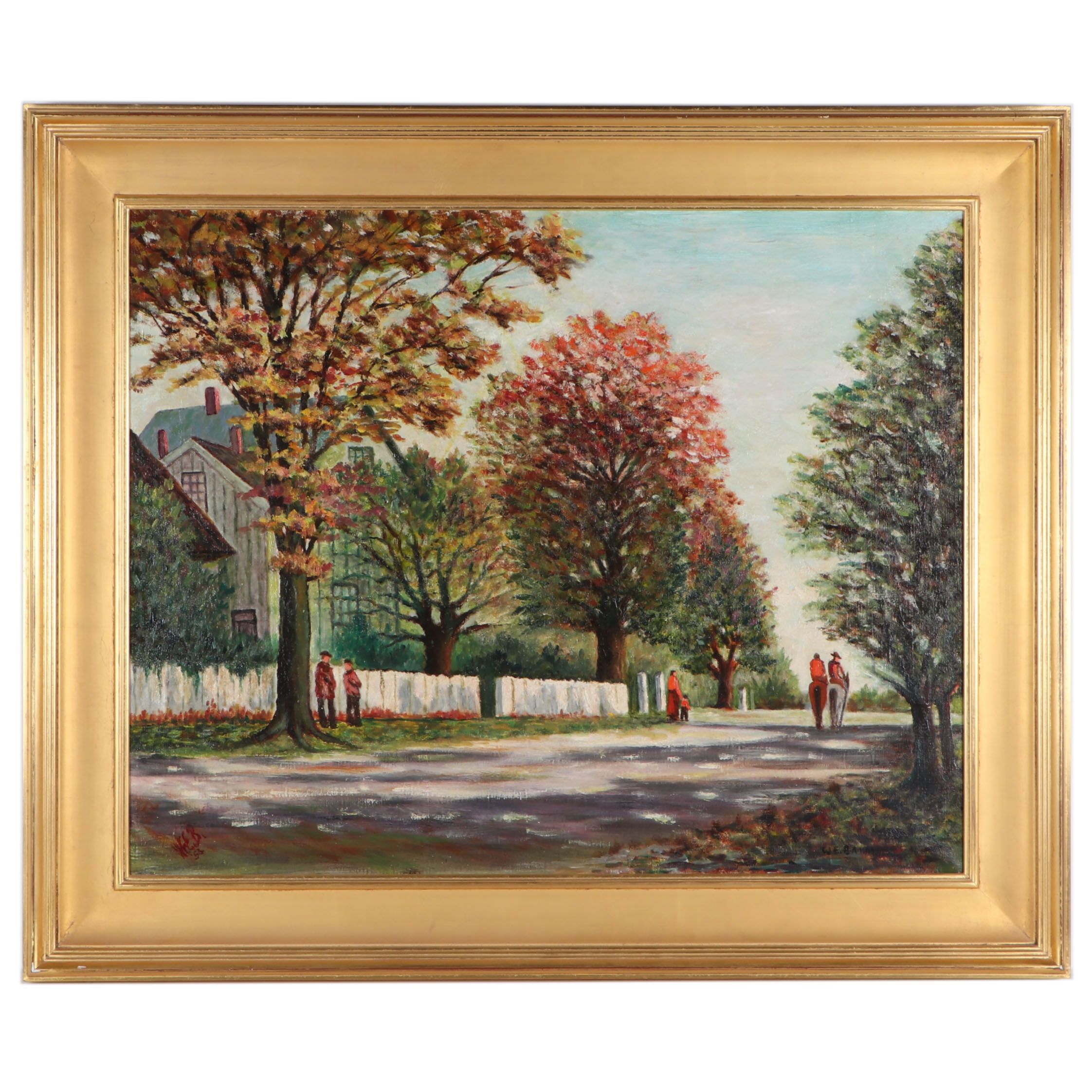 Walter E. Baum Oil Painting "Cape Ann St. Scene", 1953