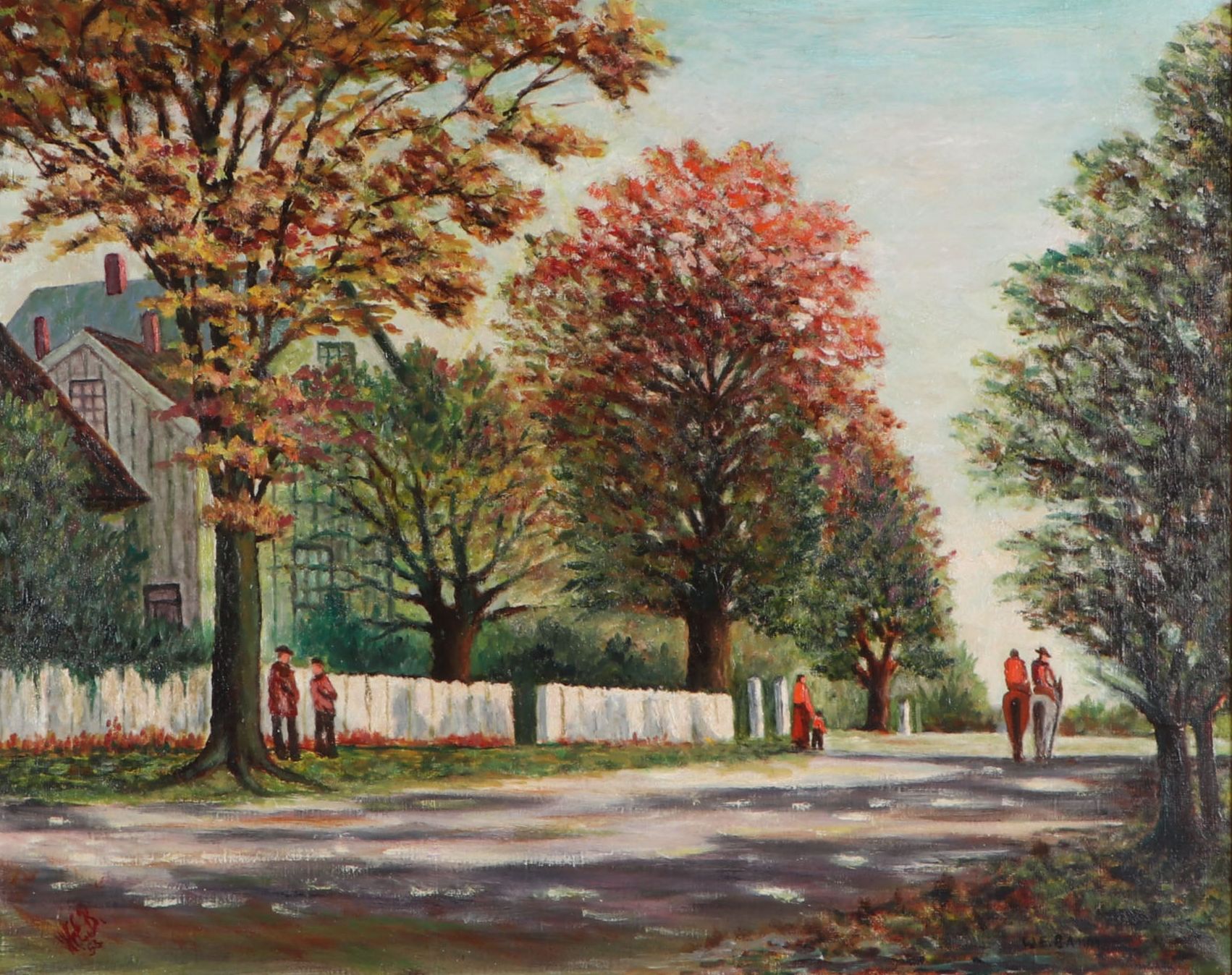 Walter E. Baum Oil Painting "Cape Ann St. Scene", 1953