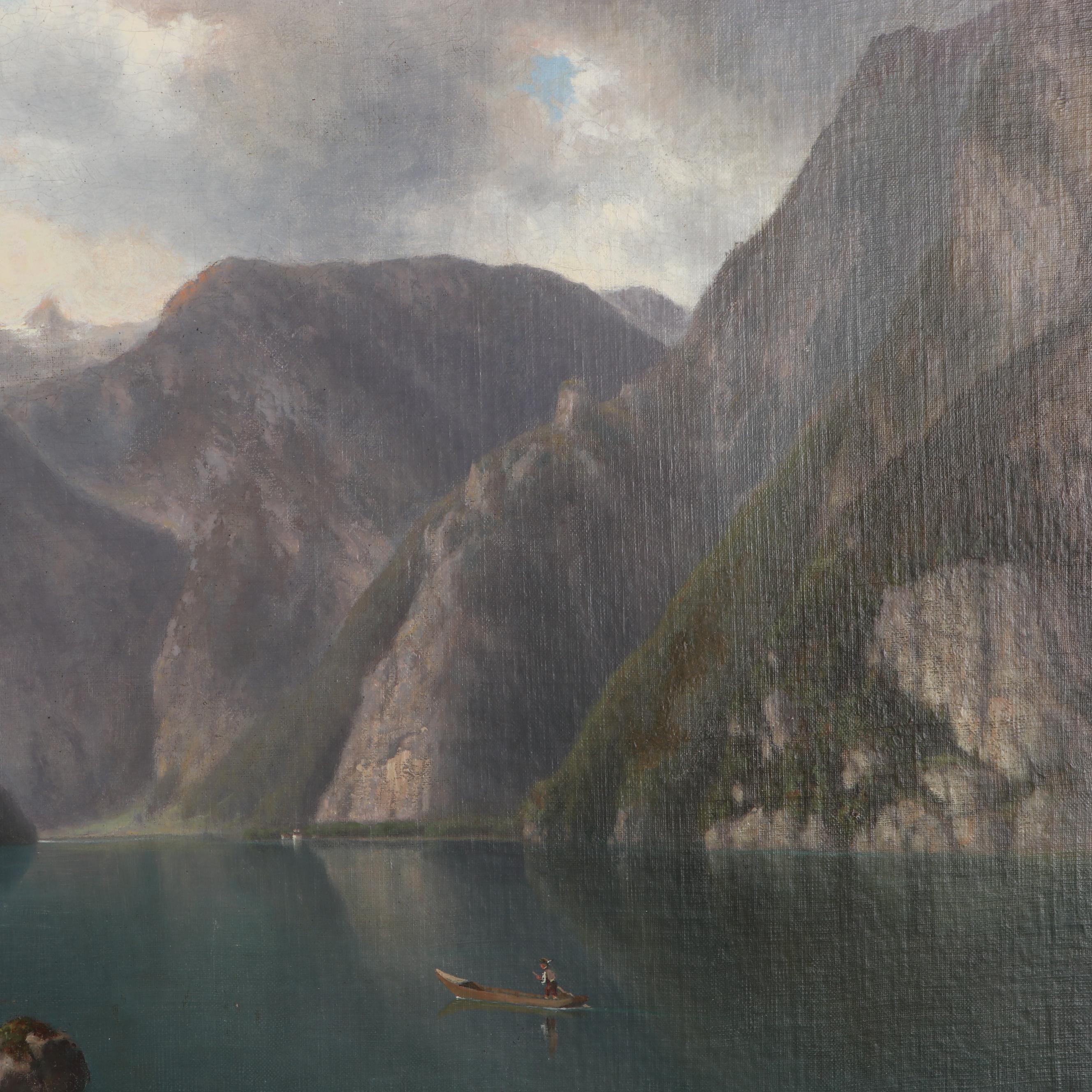 Alfred De Breanski, Sr. Luminist Landsape Oil Painting "Mountain Valley"