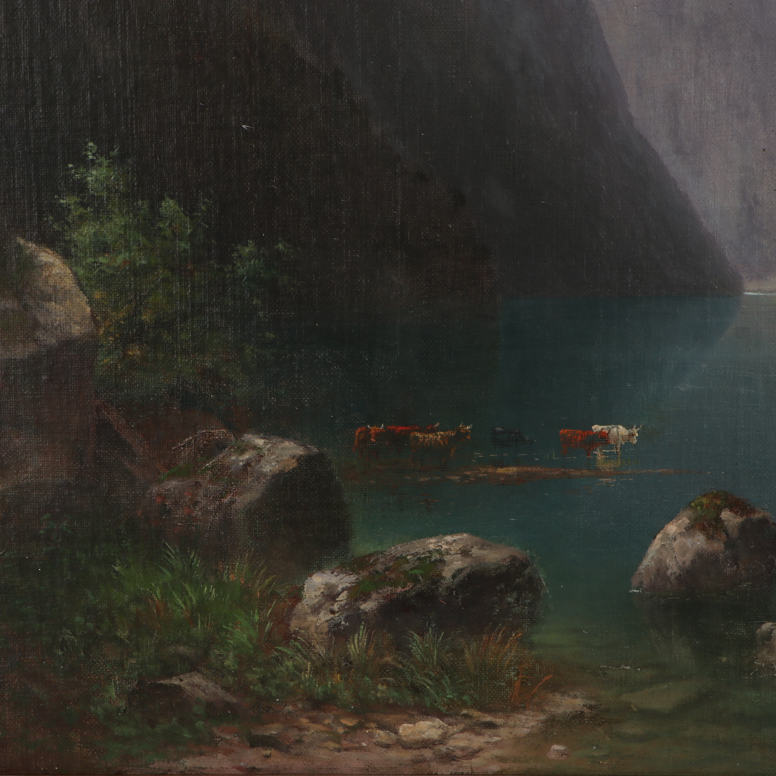 Alfred De Breanski, Sr. Luminist Landsape Oil Painting "Mountain Valley"