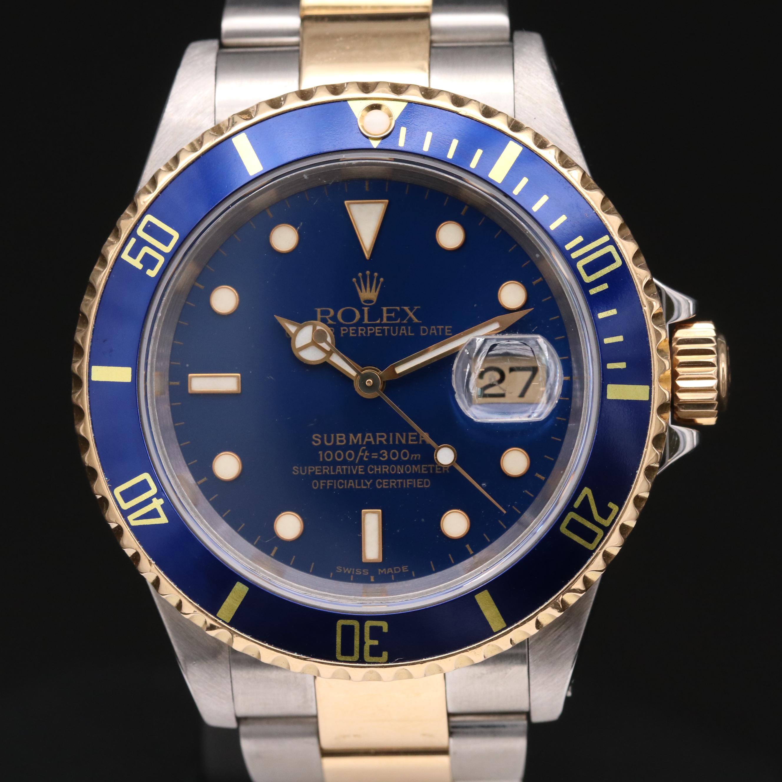 Rolex Blue Dial and Bezel Submariner 18K Gold and Stainless Steel Watch