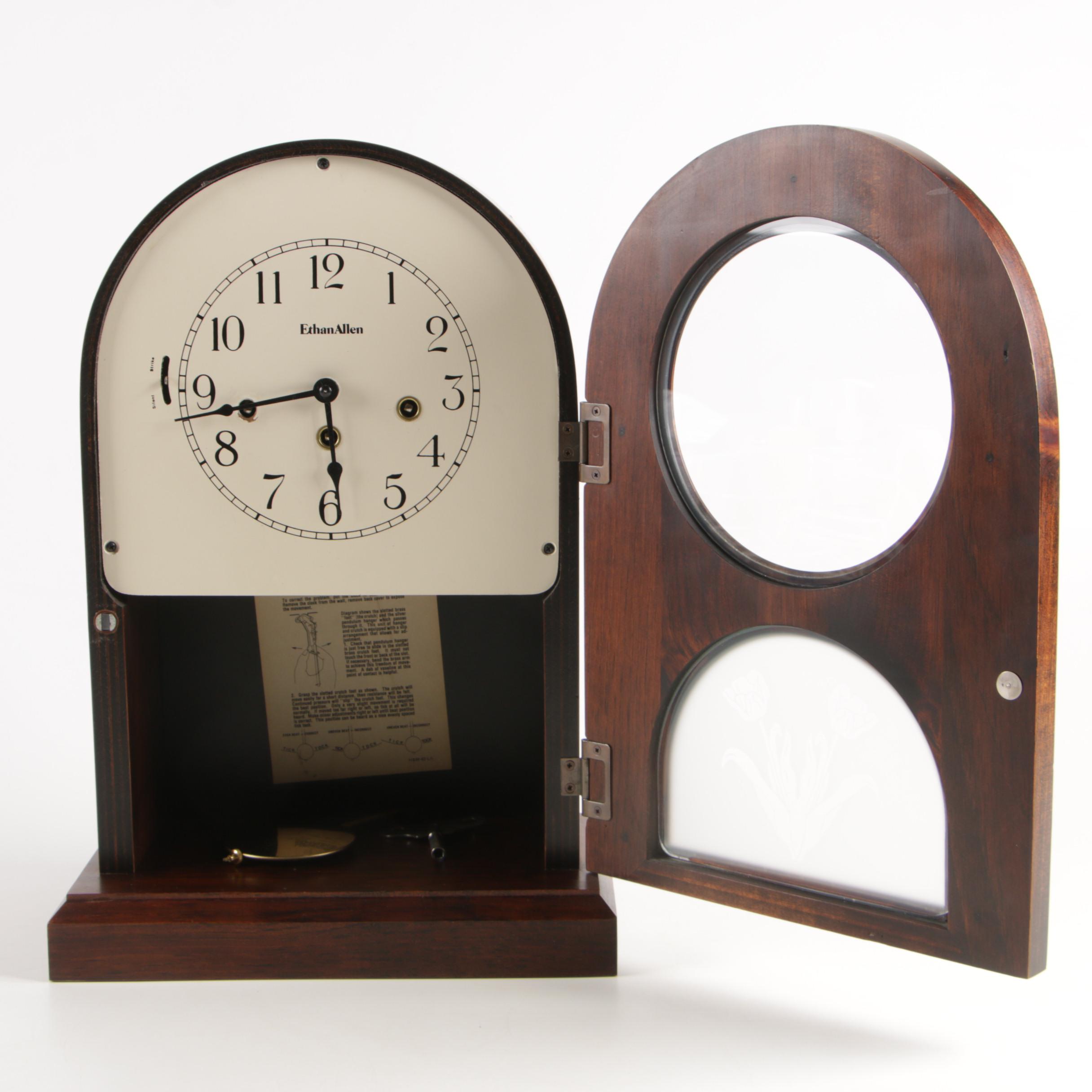 Ethan Allen Westminster Chime Clock With Pendulum and Key, 1940s