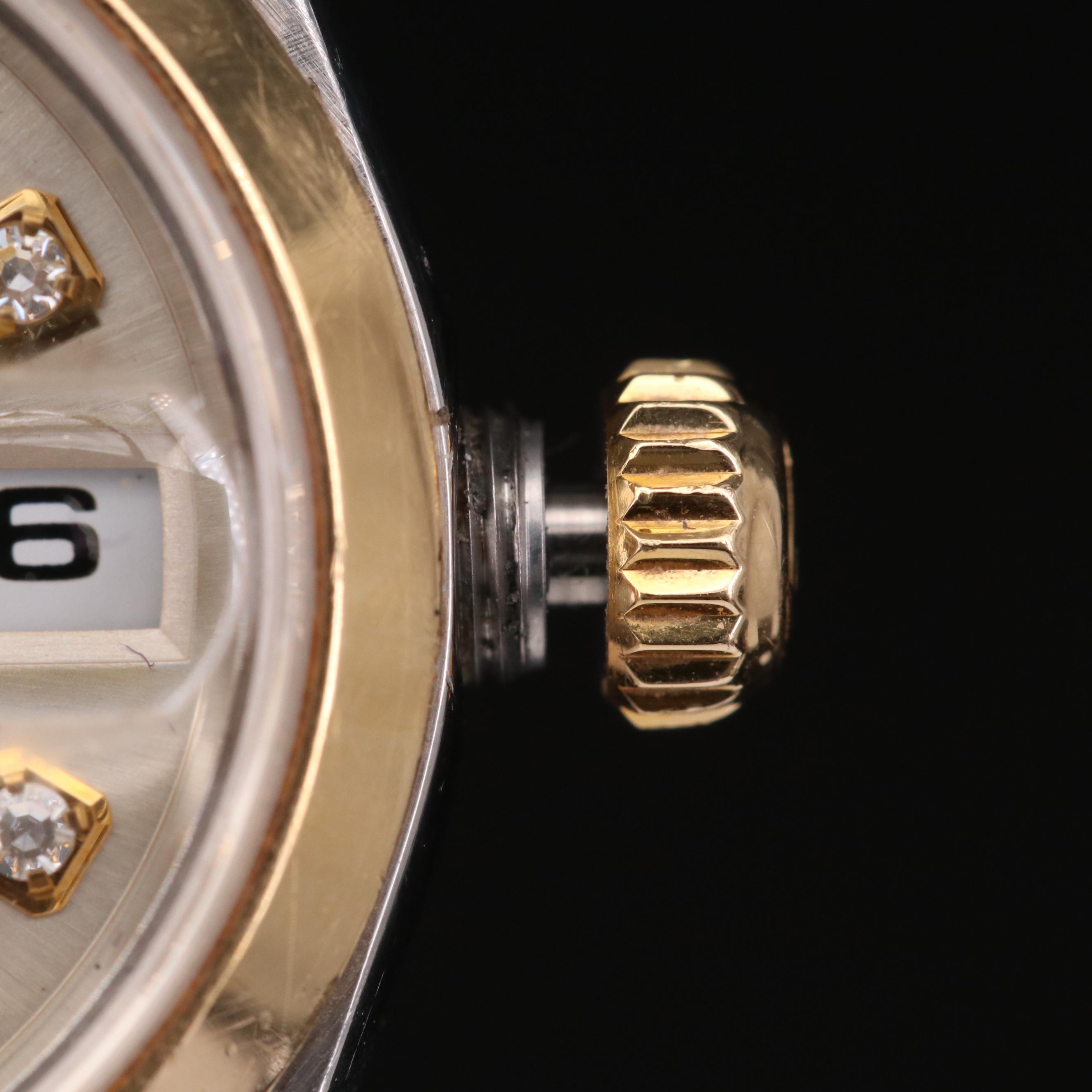 2001 Rolex Datejust 18K Gold and Stainless Steel With Diamond Dial Watch