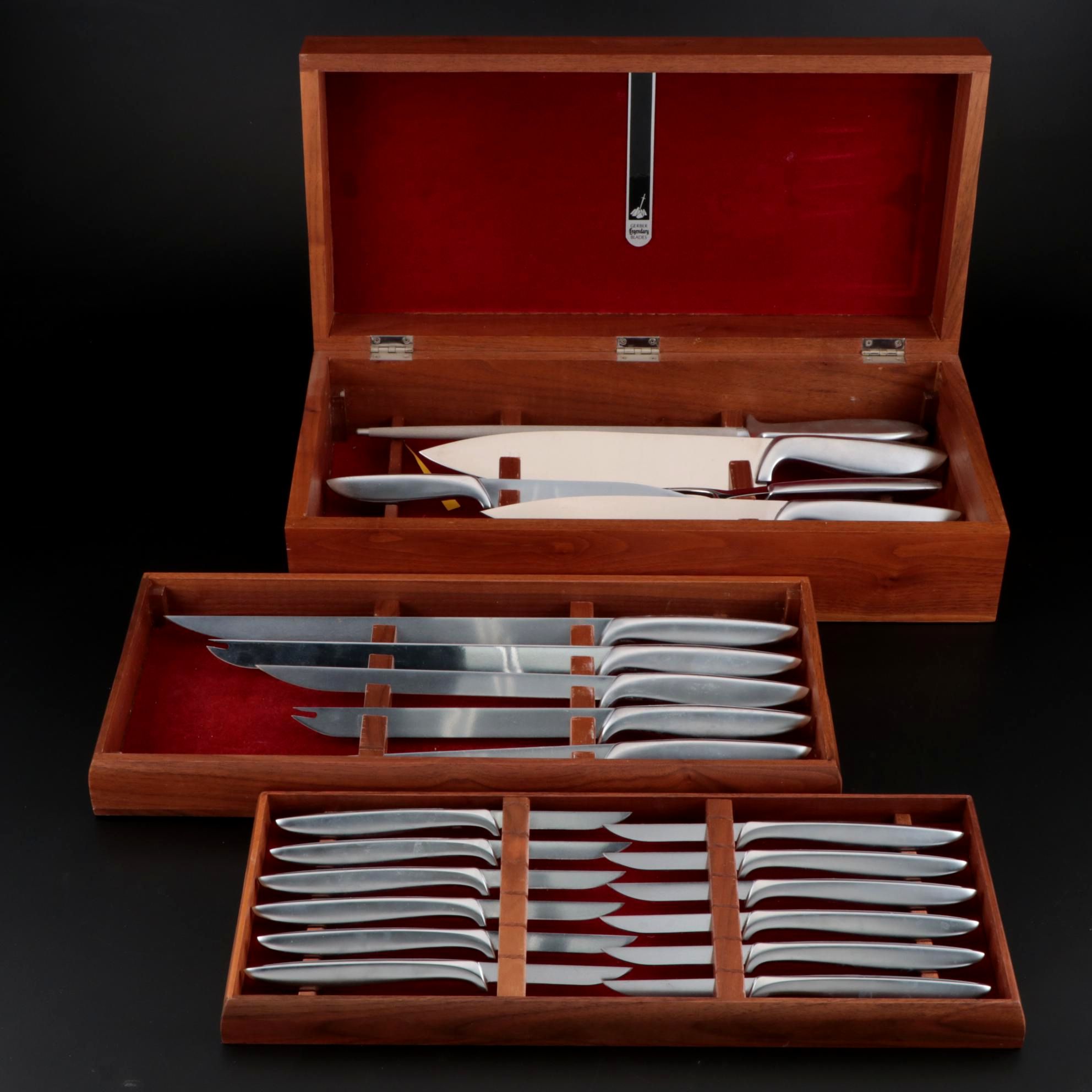 Gerber Legendary Blades Stainless Steel Chef Knives with Wooden Chest