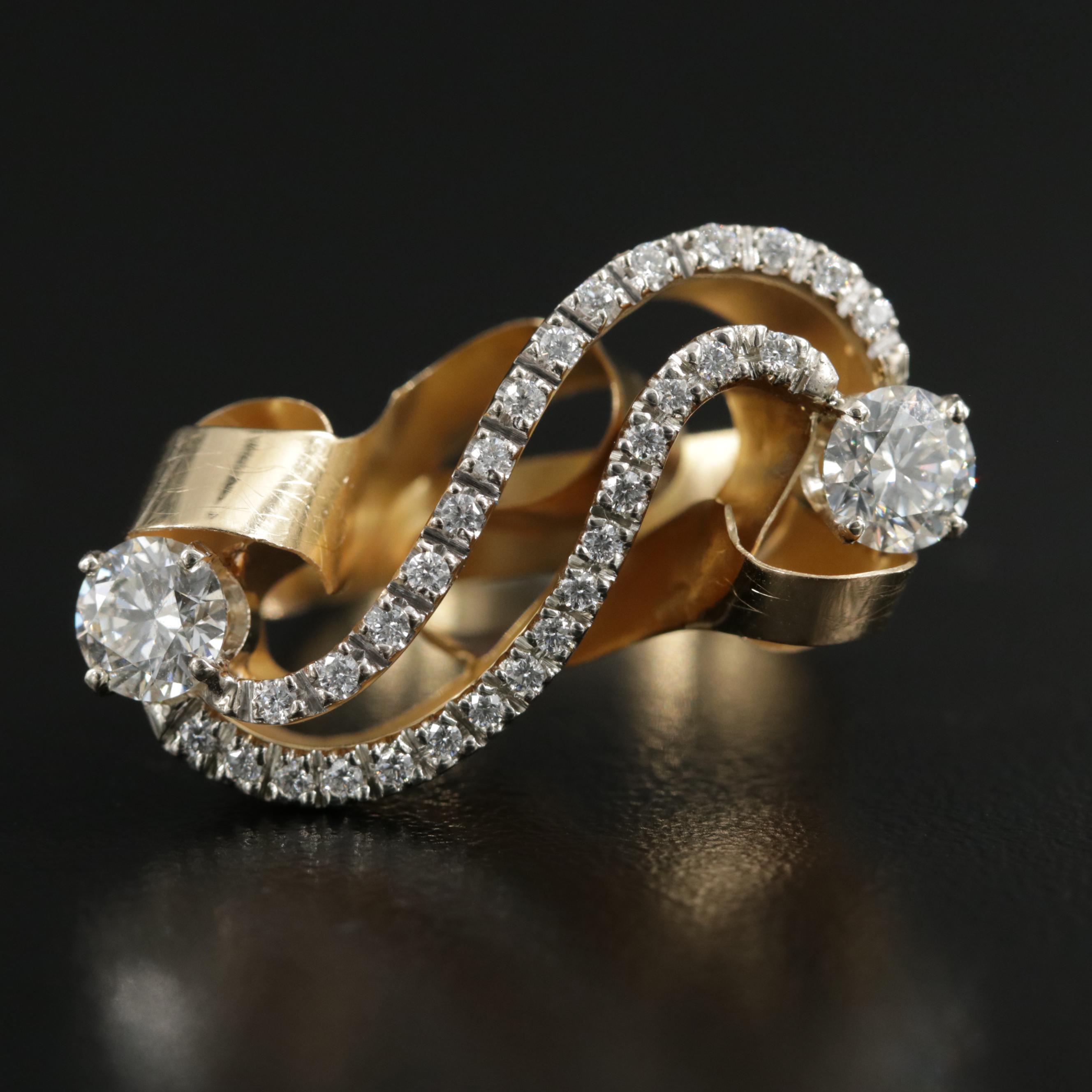 Nanis Italian Jewels 18K Gold 1.25 CTW Diamond Wave Ring