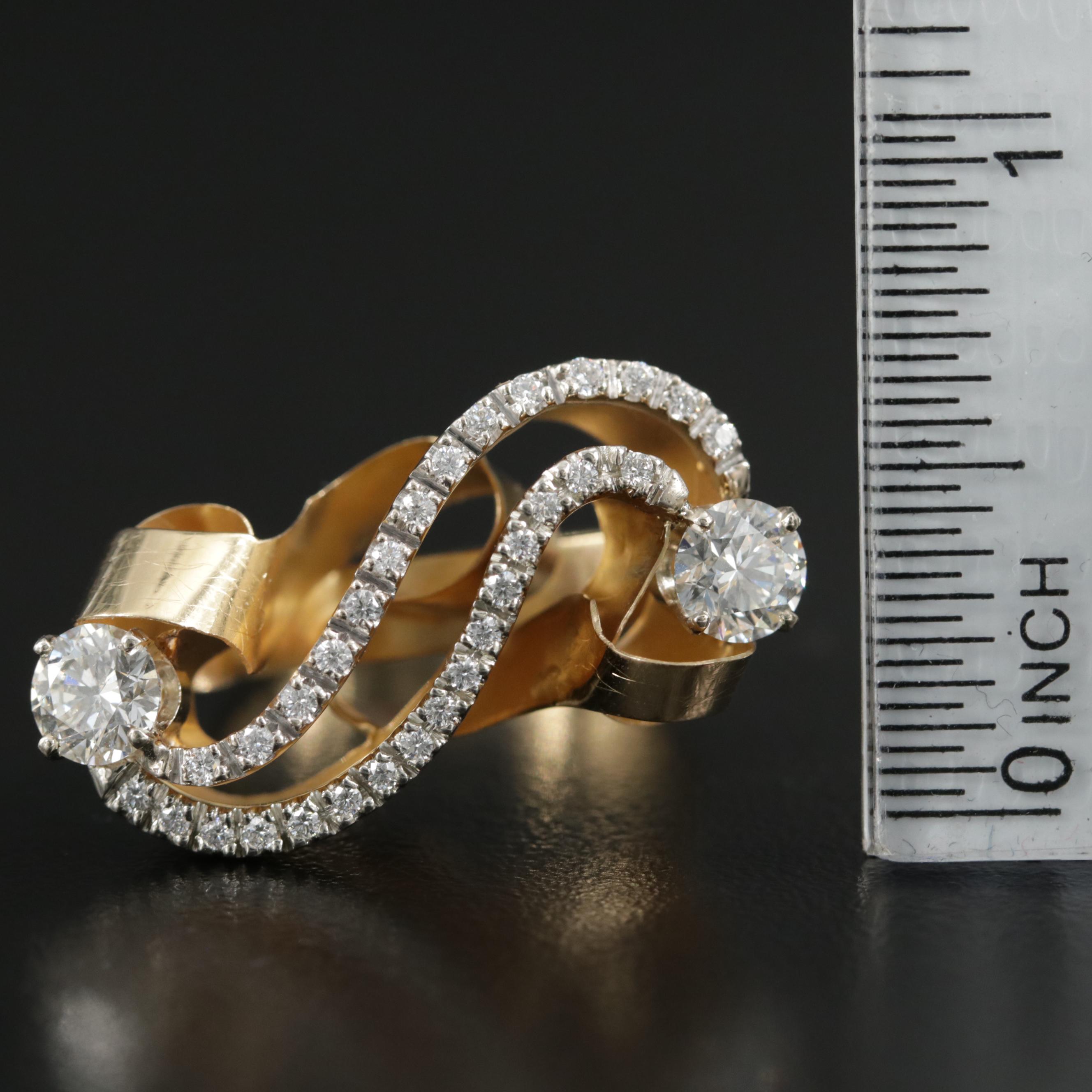 Nanis Italian Jewels 18K Gold 1.25 CTW Diamond Wave Ring