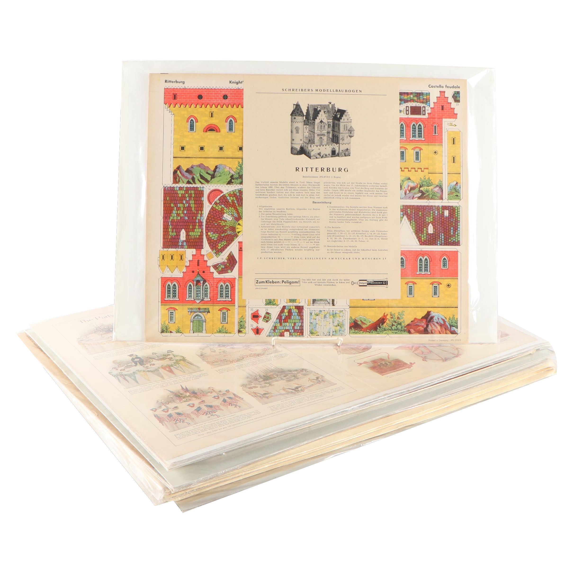 German Uncut Paper Houses and Large Magazine Advertisements