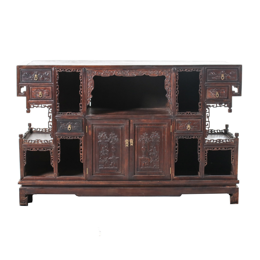 Chinese Carved Hardwood Altar Cabinet