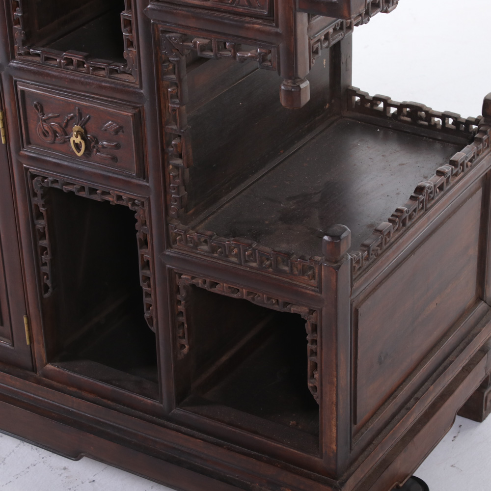 Chinese Carved Hardwood Altar Cabinet