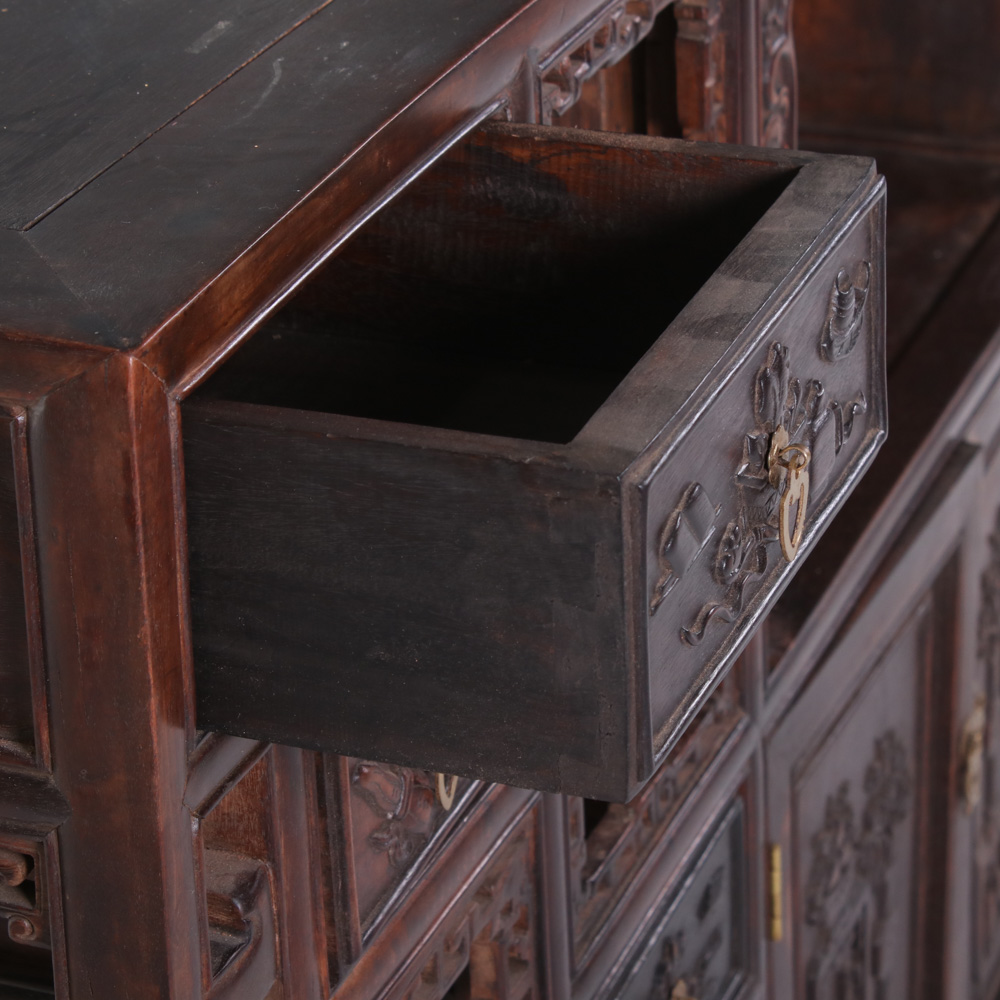 Chinese Carved Hardwood Altar Cabinet