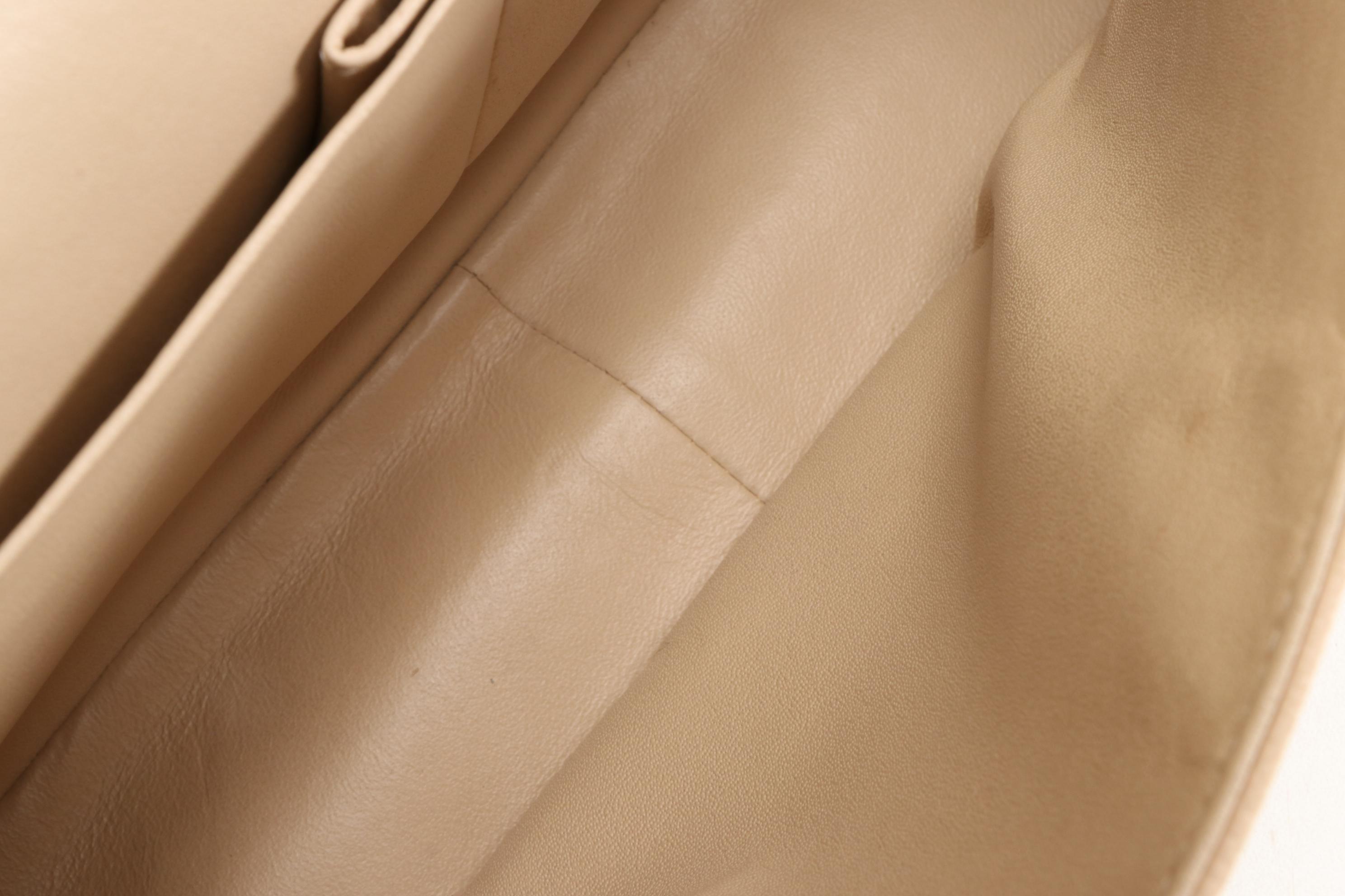 Chanel Classic Beige Quilted Caviar Leather Double Flap Shoulder Bag