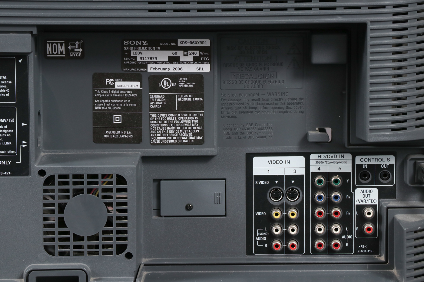 Sony 60" 1080P Projection TV with Remote