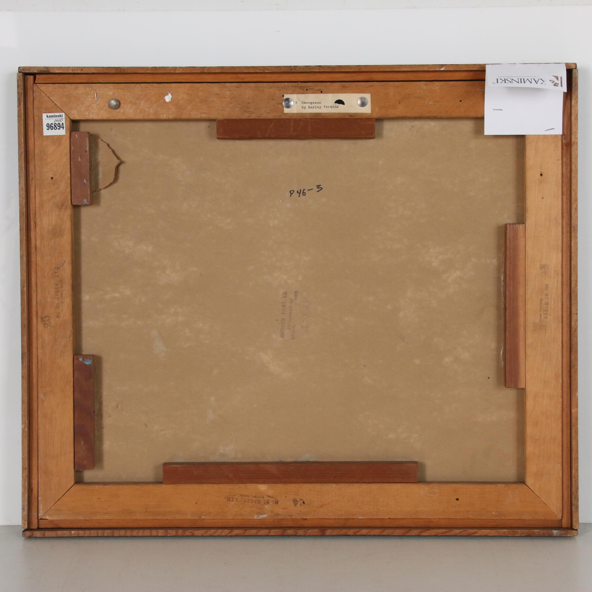 Harley Manlius Perkins Abstract Oil Painting "Emergence", Late 20th Century