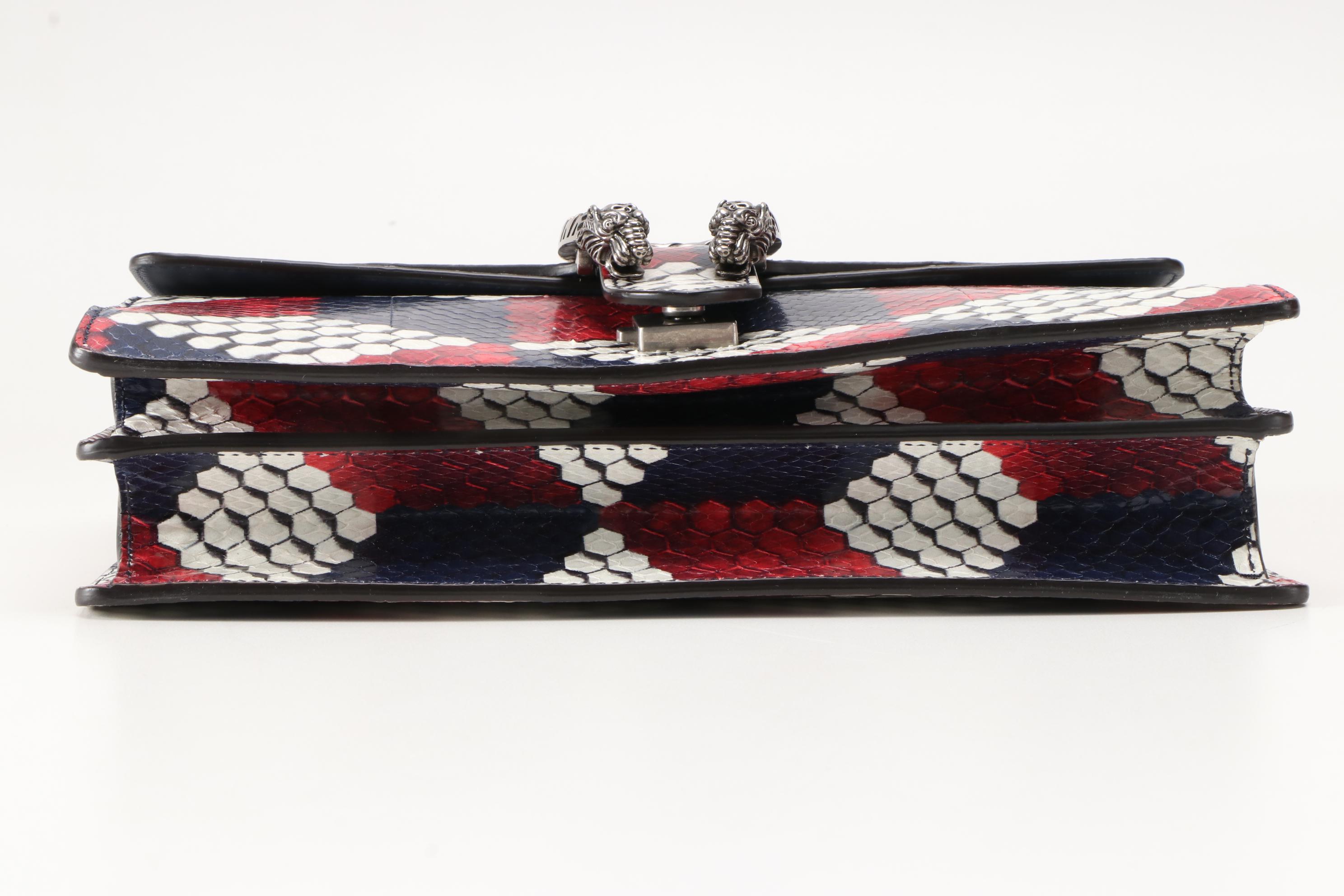 Gucci Red, White and Blue Cubic Python Dionysus Medium Shoulder Bag