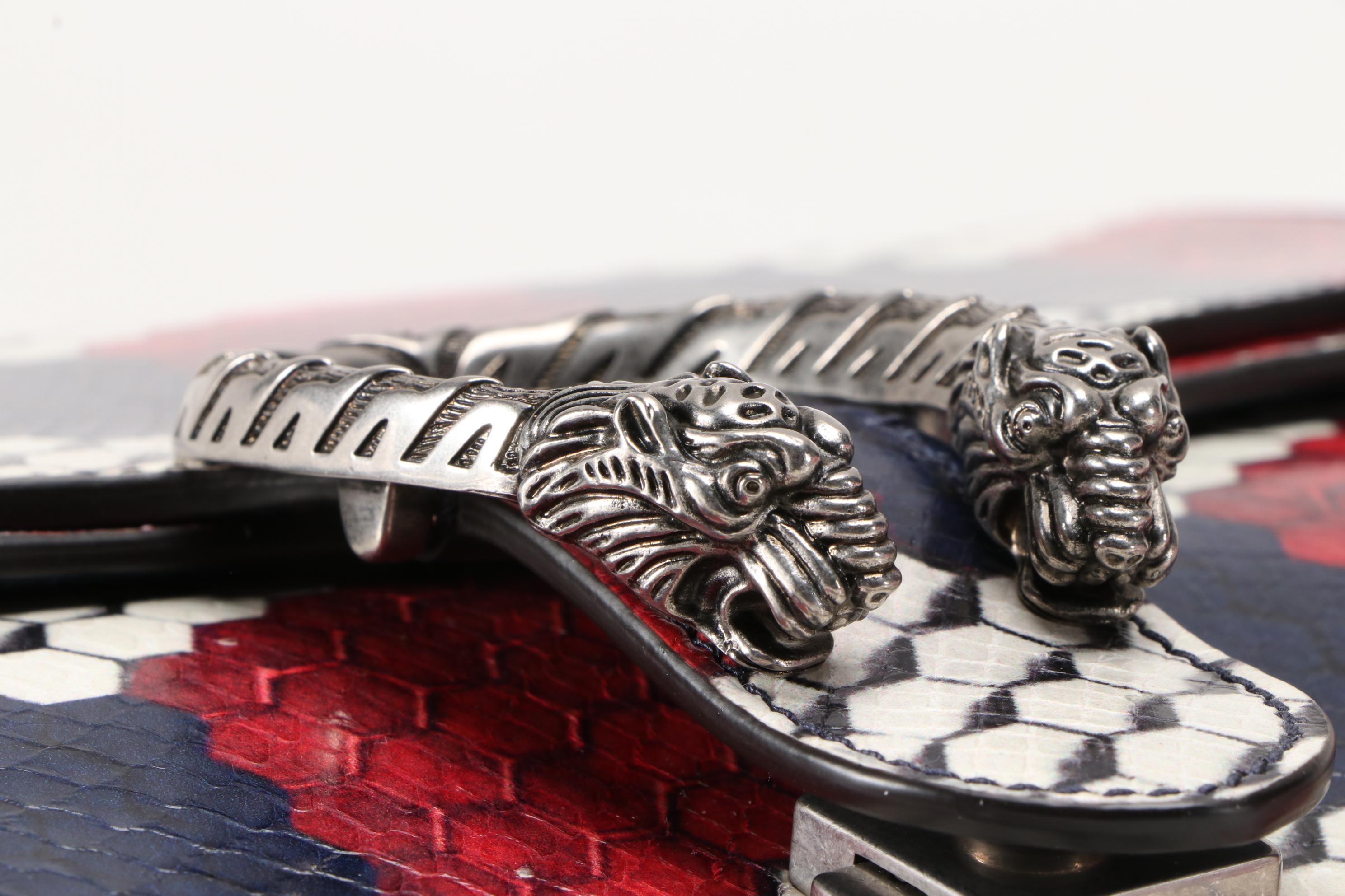 Gucci Red, White and Blue Cubic Python Dionysus Medium Shoulder Bag