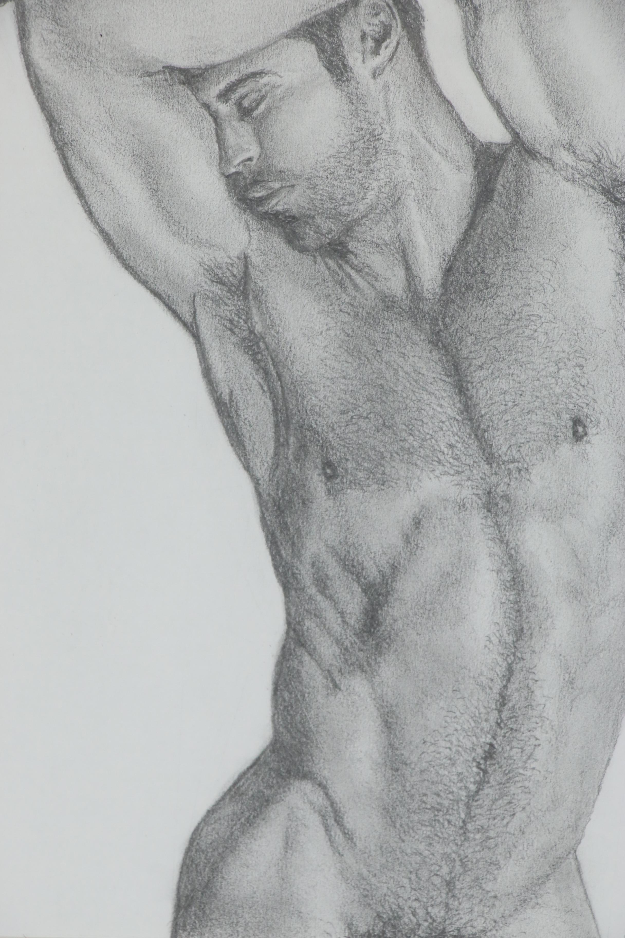 Kevin Ford Graphite Drawing of Male Nude