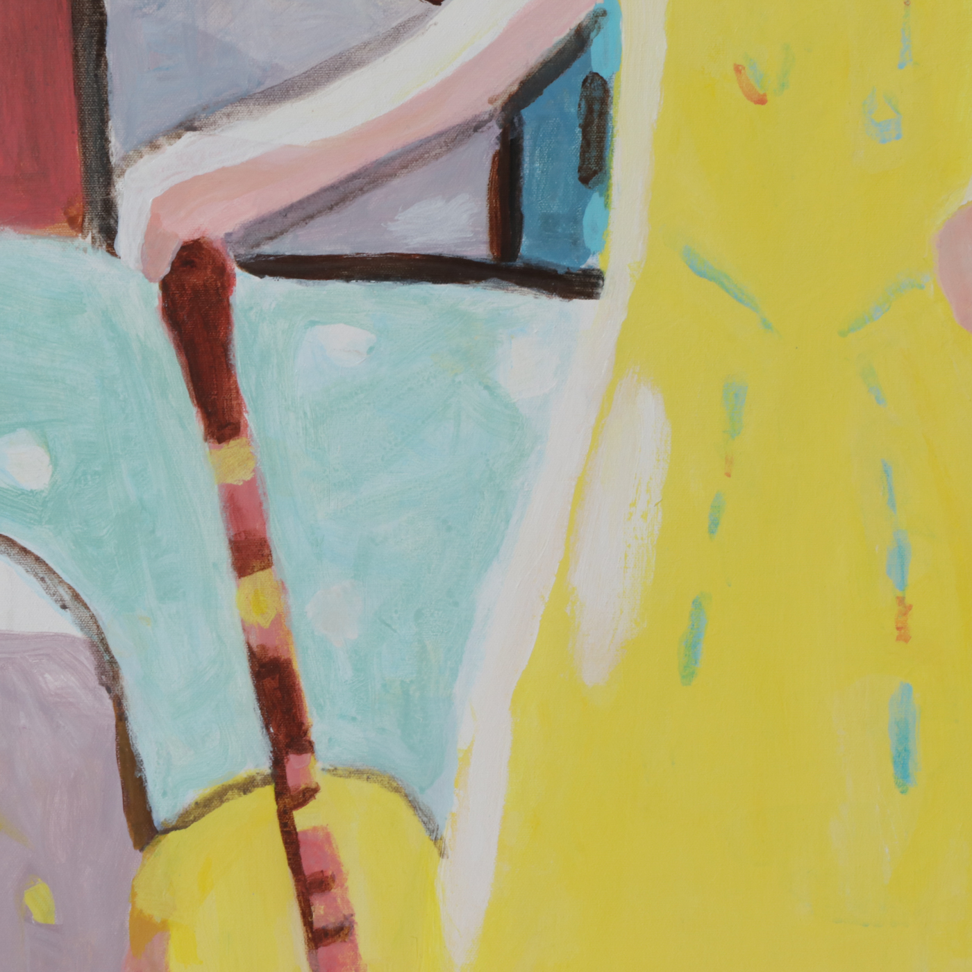 Jen Pang Abstract Oil Painting of Woman with Guitar