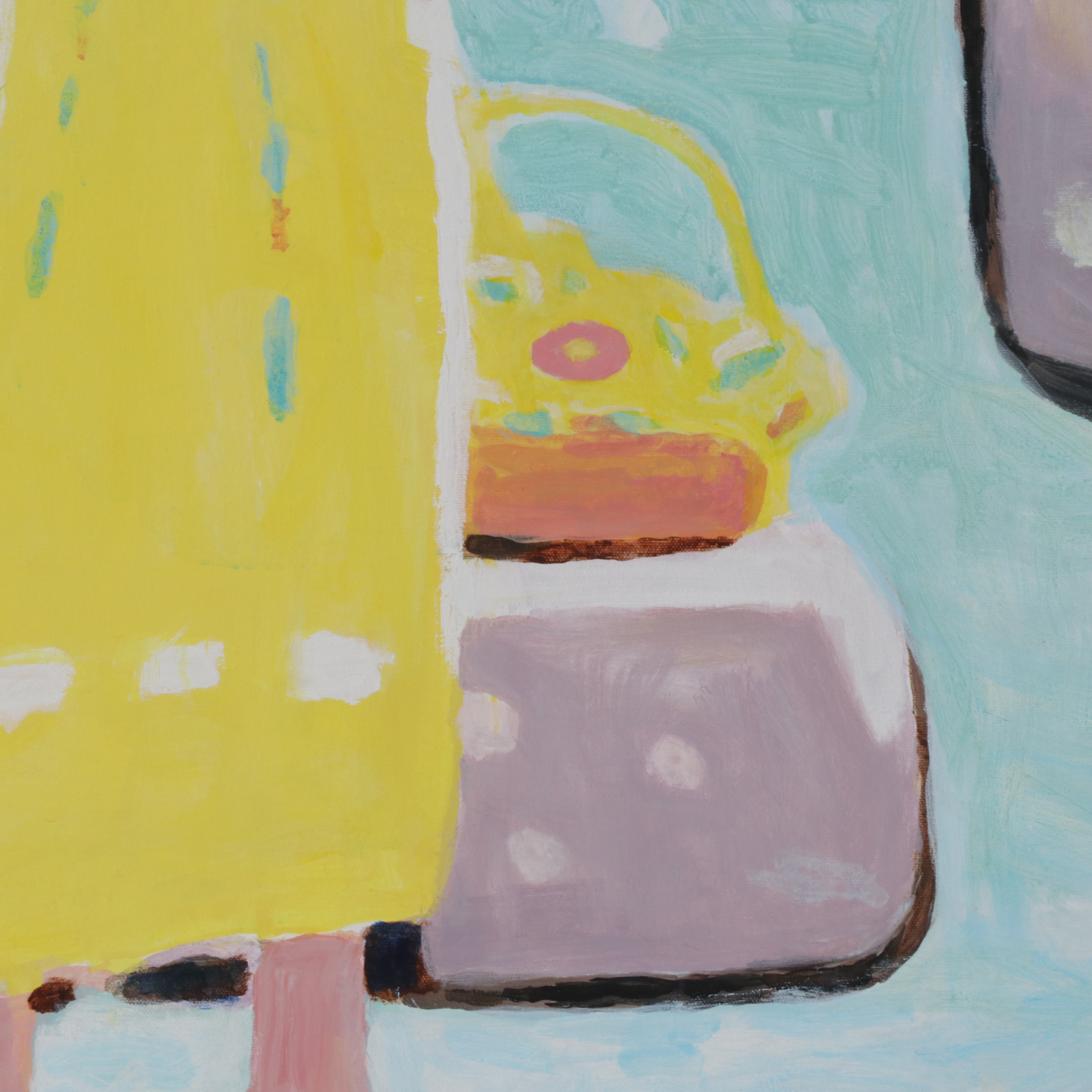 Jen Pang Abstract Oil Painting of Woman with Guitar