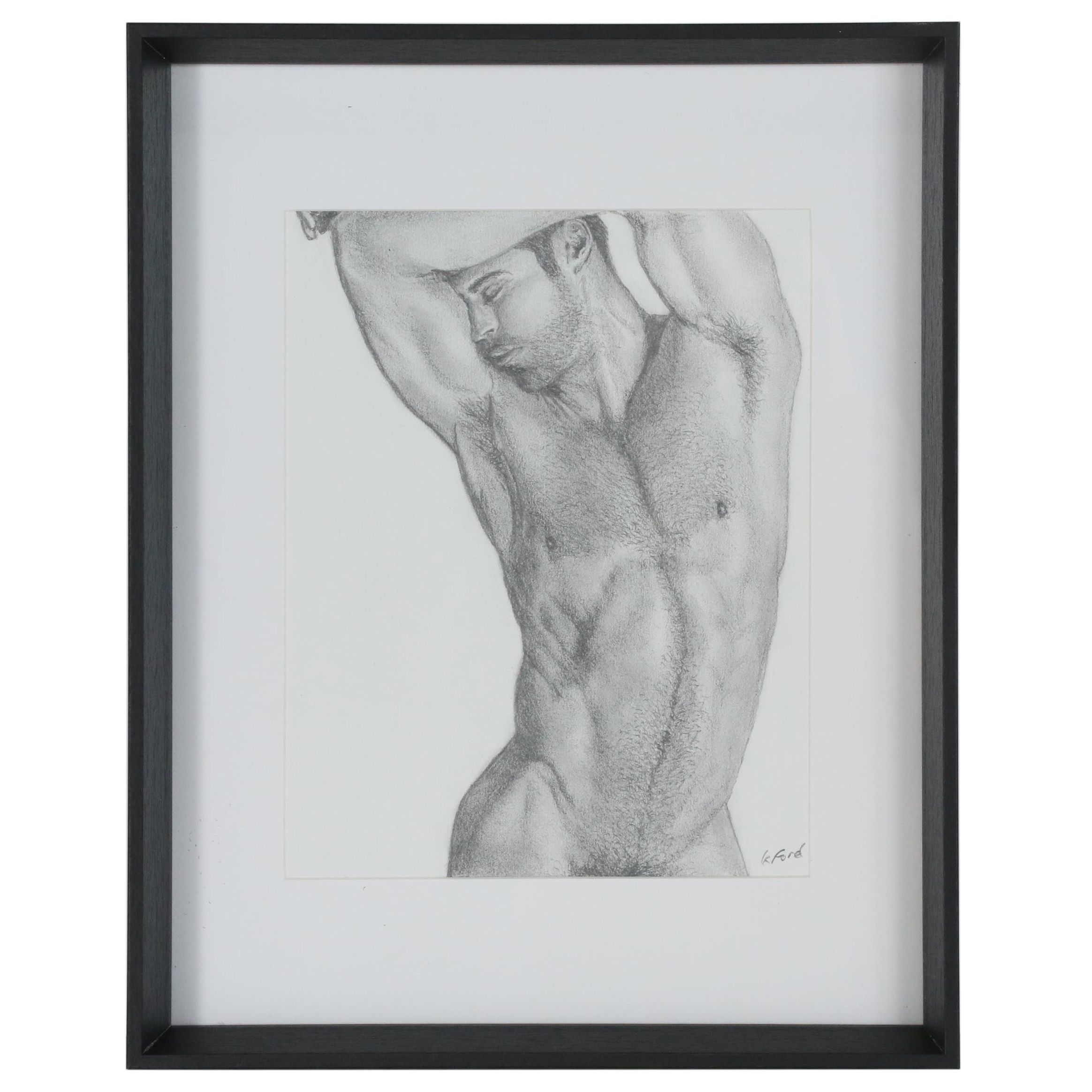 Kevin Ford Graphite Drawing of Male Nude