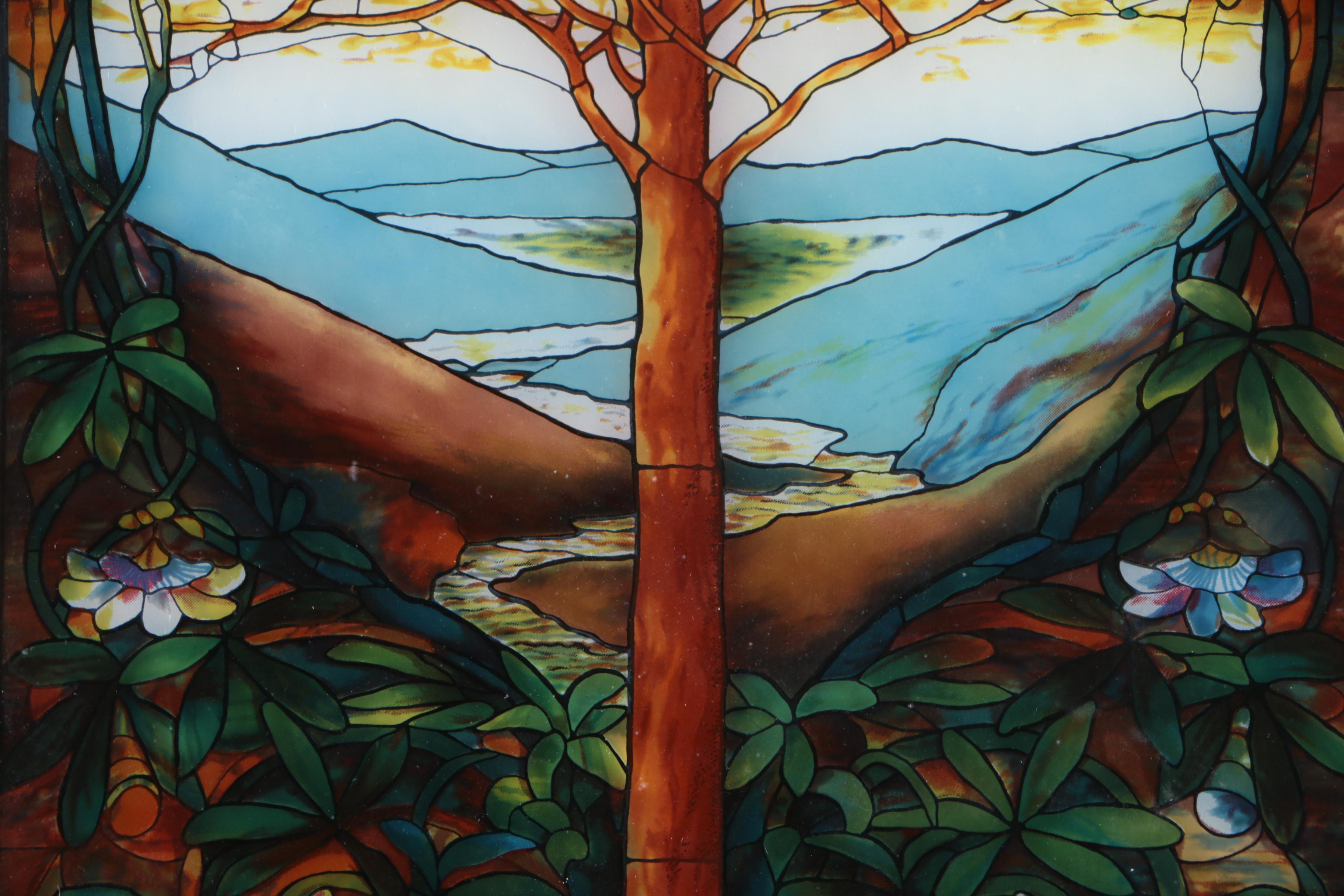 "Tree of Life" Stained Glass Window Hanging after Louis C. Tiffany