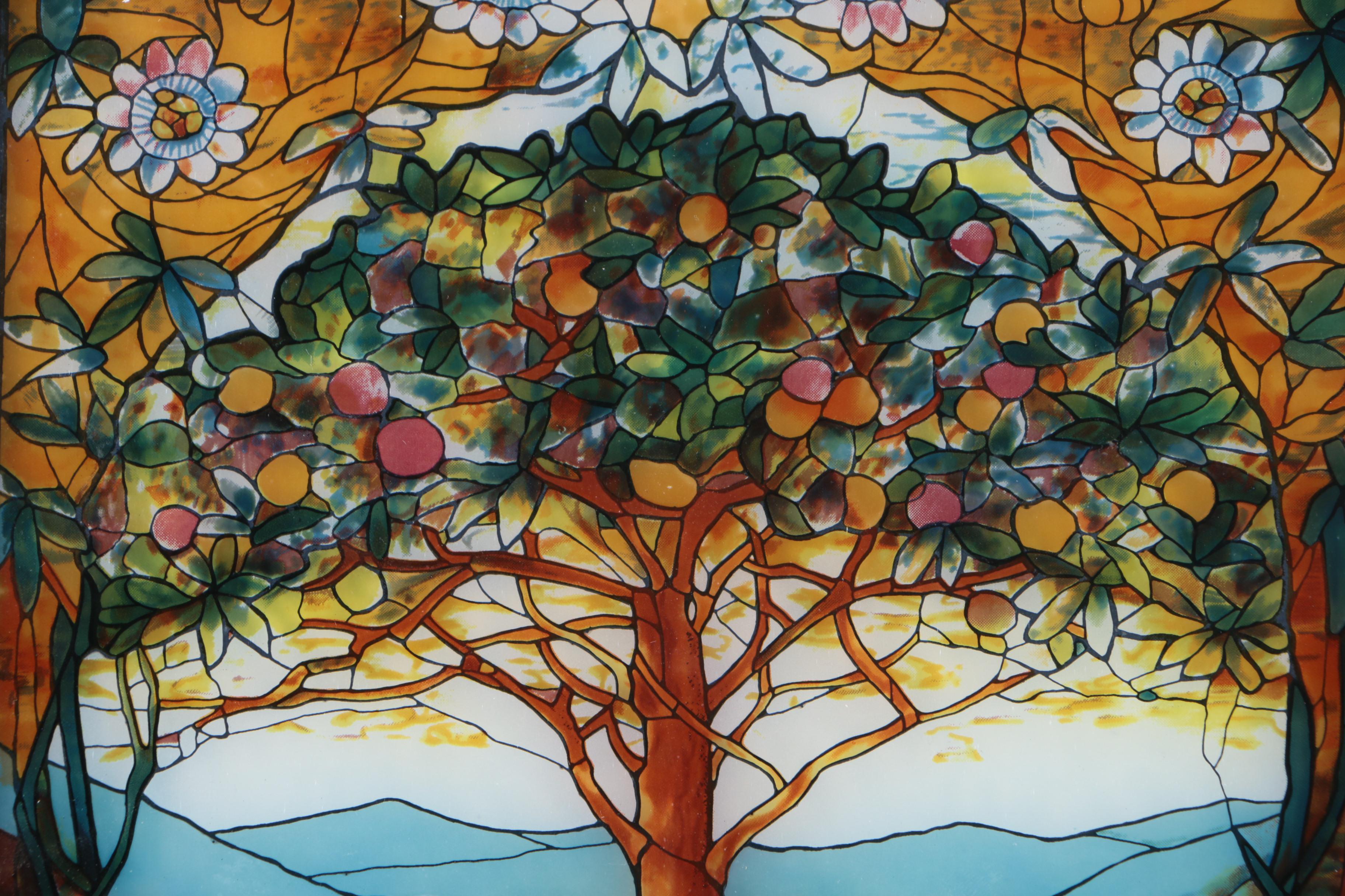"Tree of Life" Stained Glass Window Hanging after Louis C. Tiffany