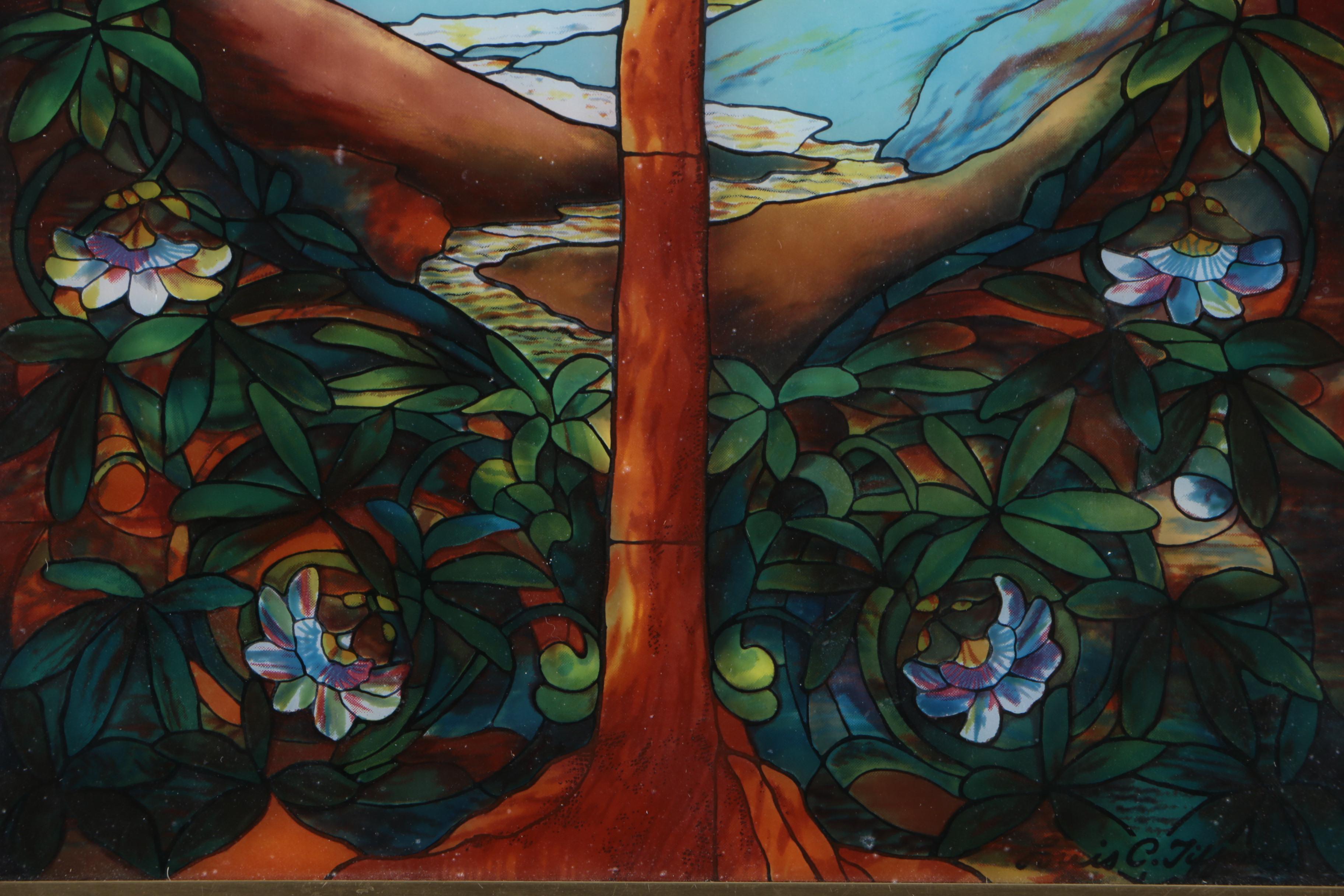 "Tree of Life" Stained Glass Window Hanging after Louis C. Tiffany