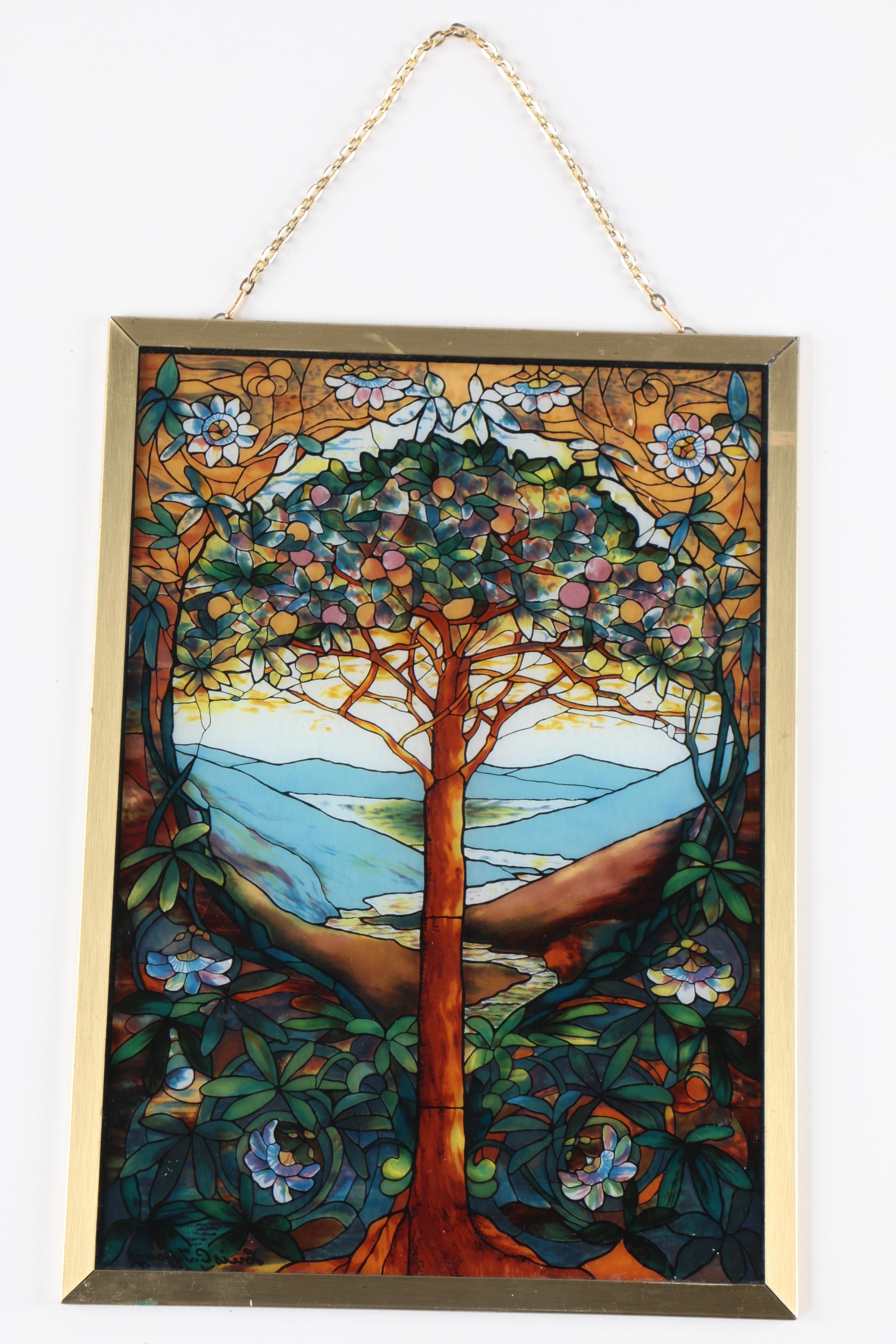 "Tree of Life" Stained Glass Window Hanging after Louis C. Tiffany