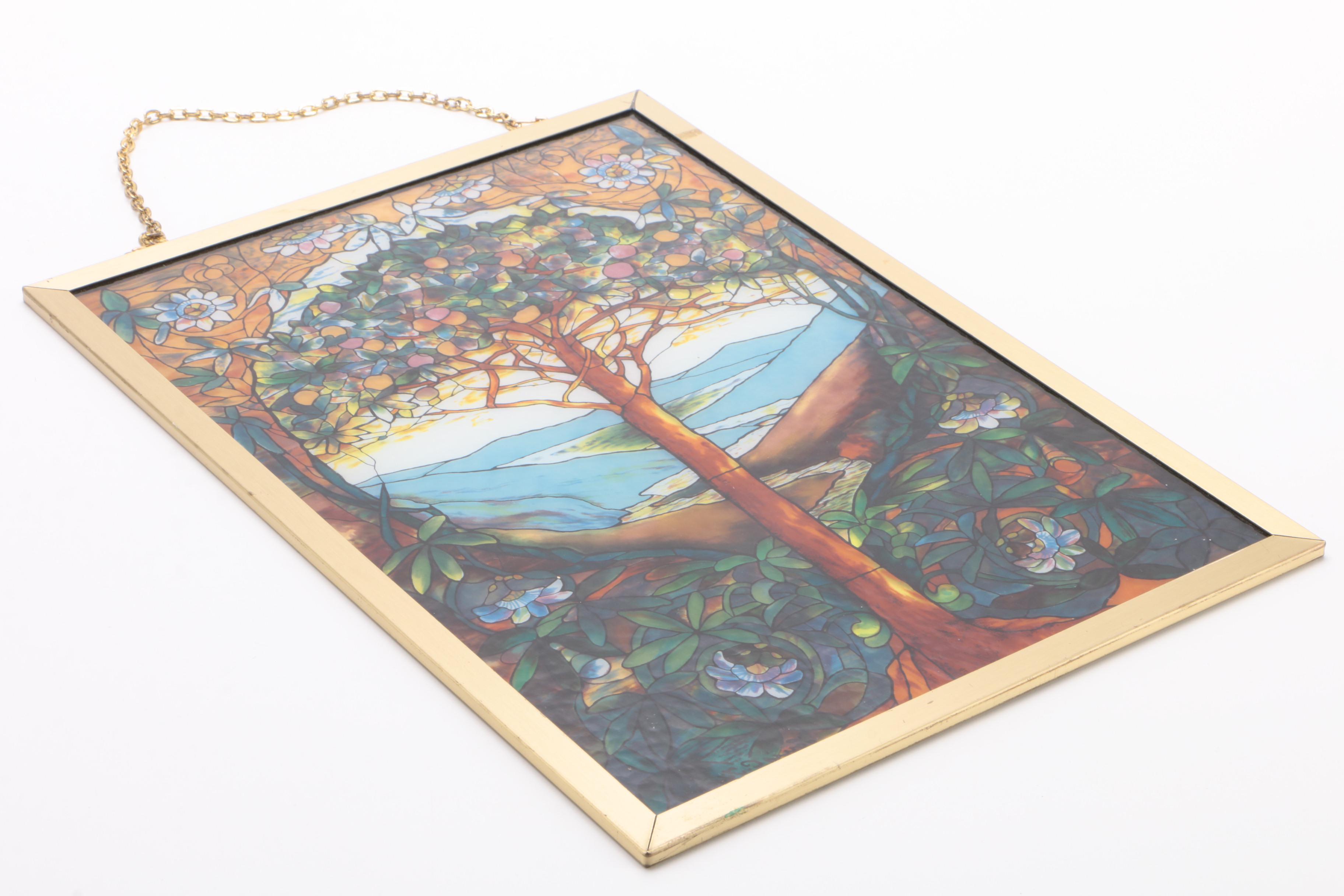 "Tree of Life" Stained Glass Window Hanging after Louis C. Tiffany