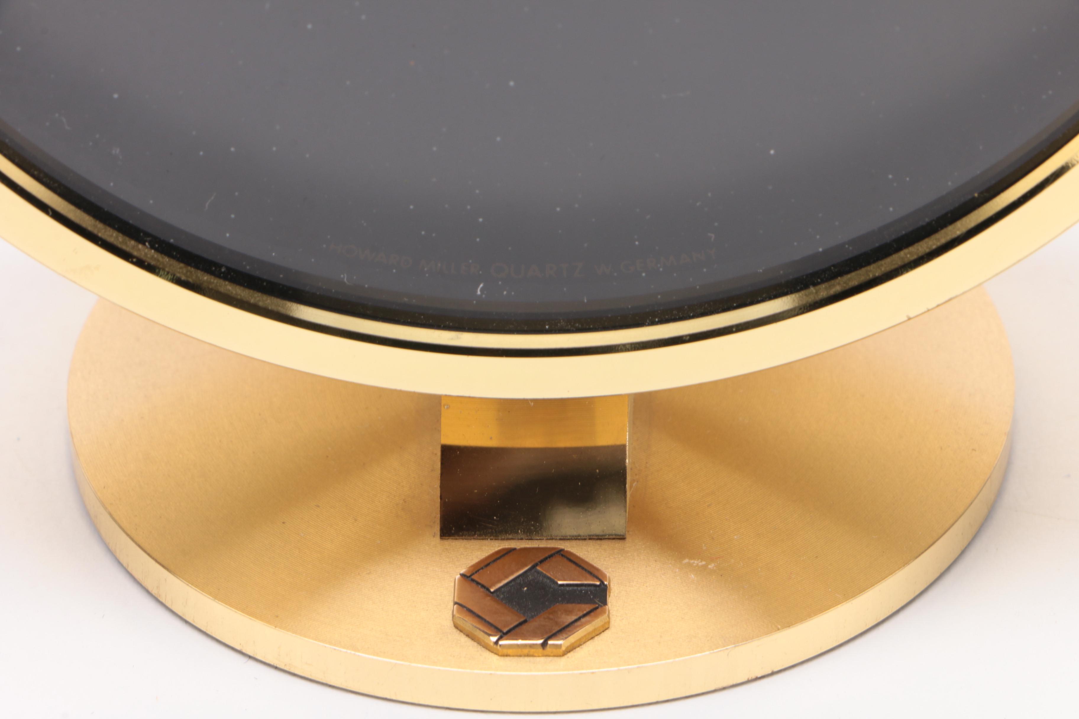 Howard Miller Mid Century Modern Brass Desk Clock