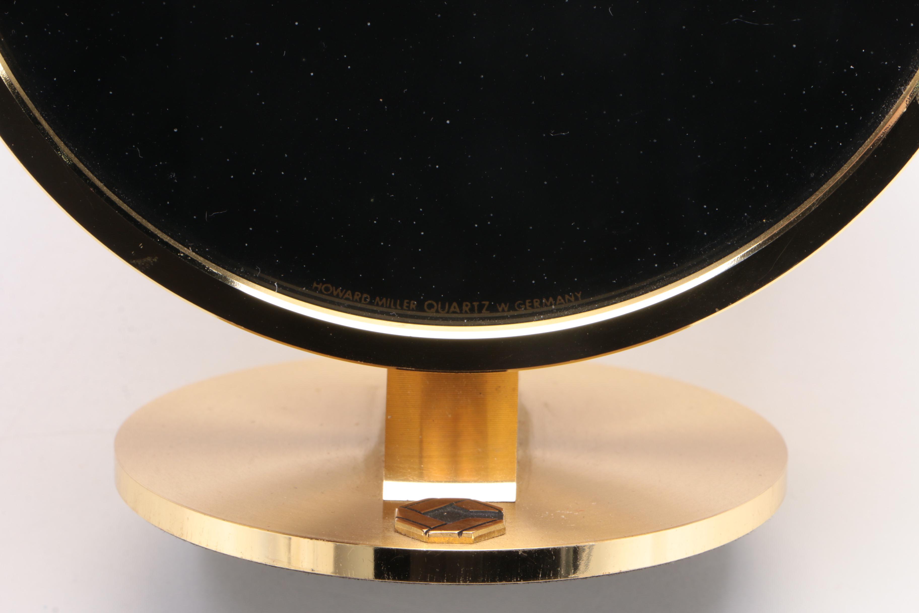 Howard Miller Mid Century Modern Brass Desk Clock