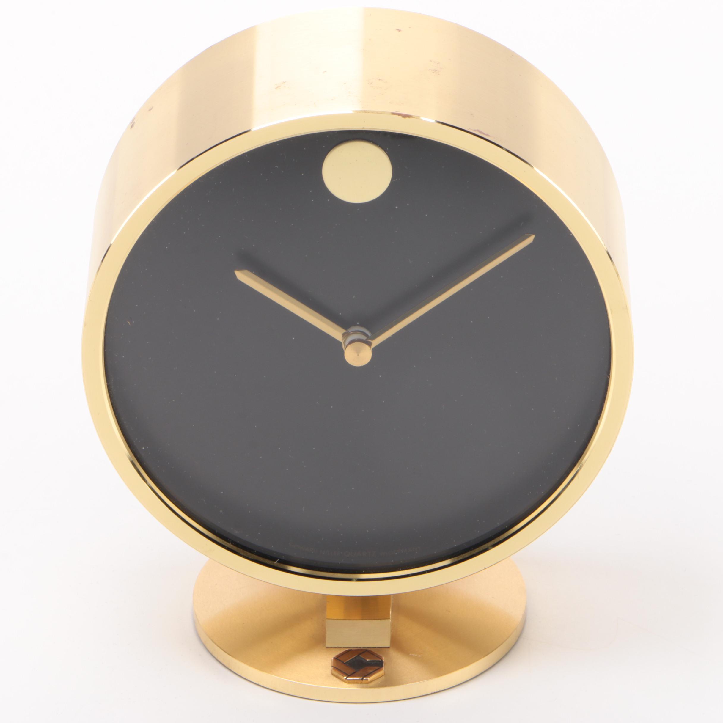 Howard Miller Mid Century Modern Brass Desk Clock