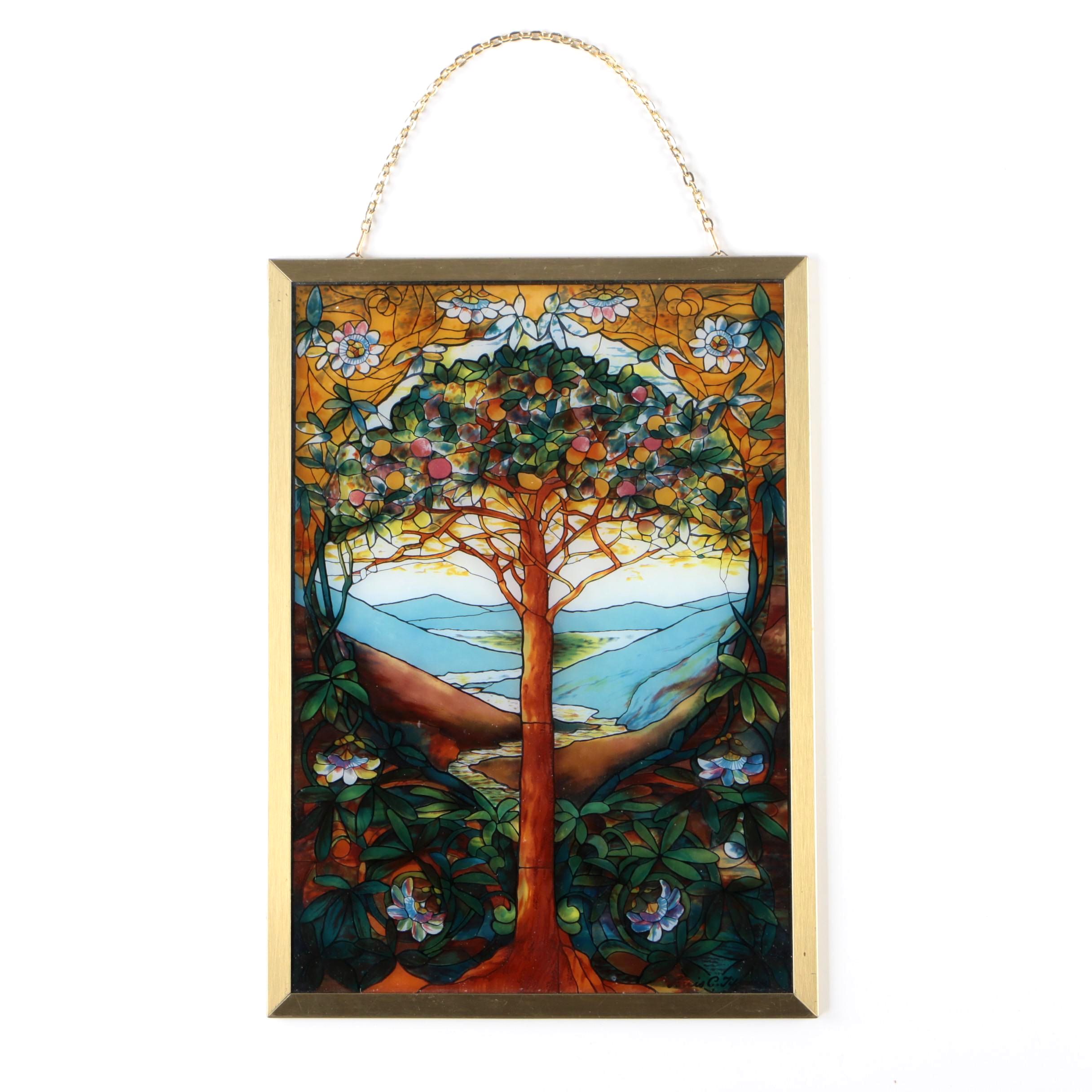 "Tree of Life" Stained Glass Window Hanging after Louis C. Tiffany