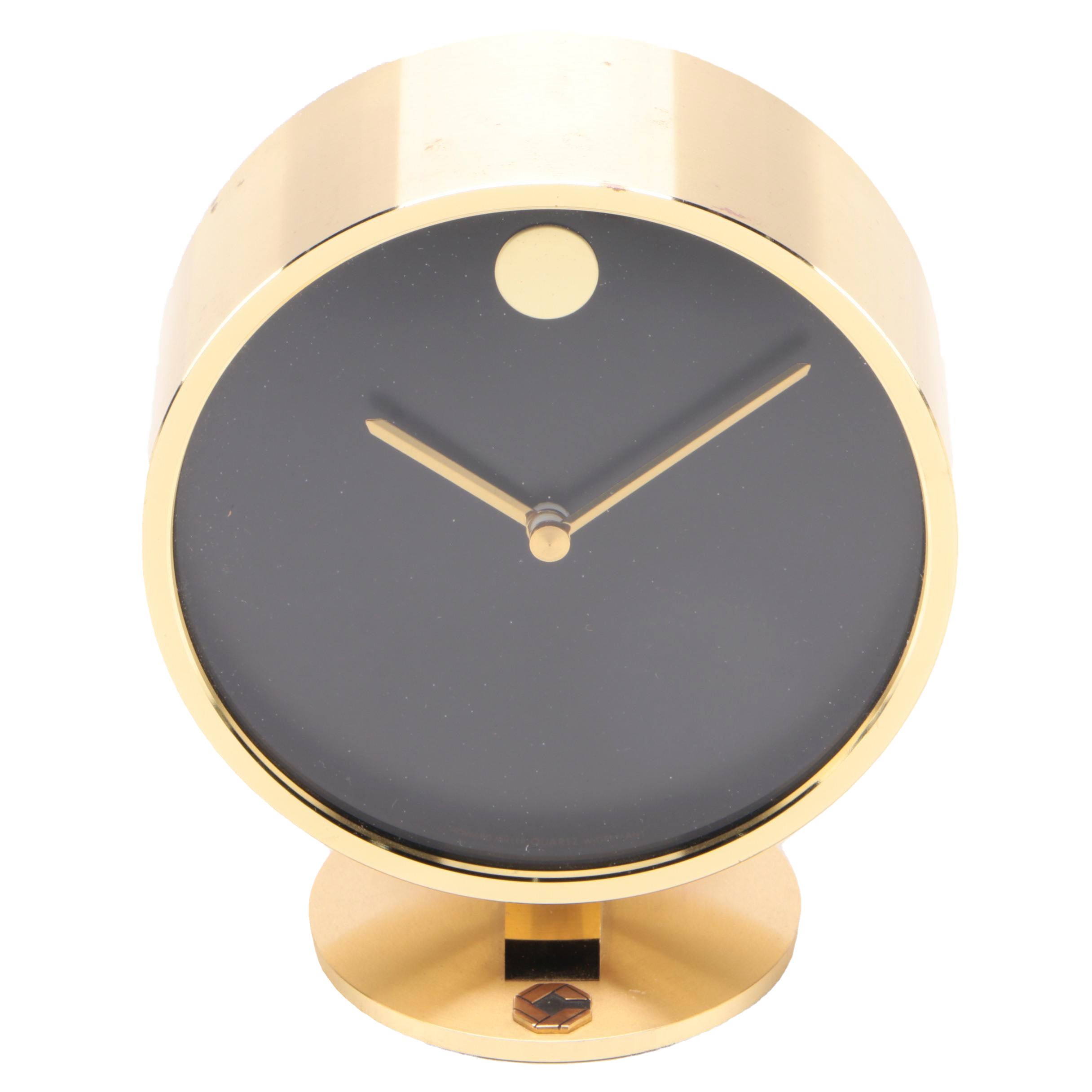 Howard Miller Mid Century Modern Brass Desk Clock