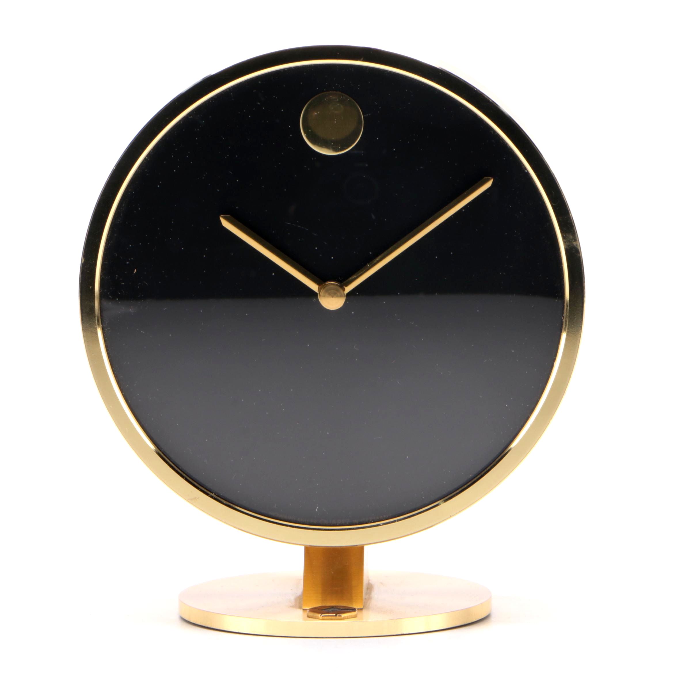 Howard Miller Mid Century Modern Brass Desk Clock