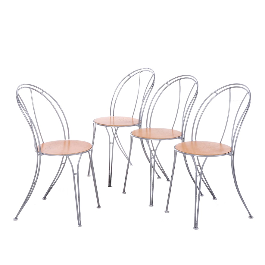 Four IKEA "Pajala" Metal Bistro Side Chairs