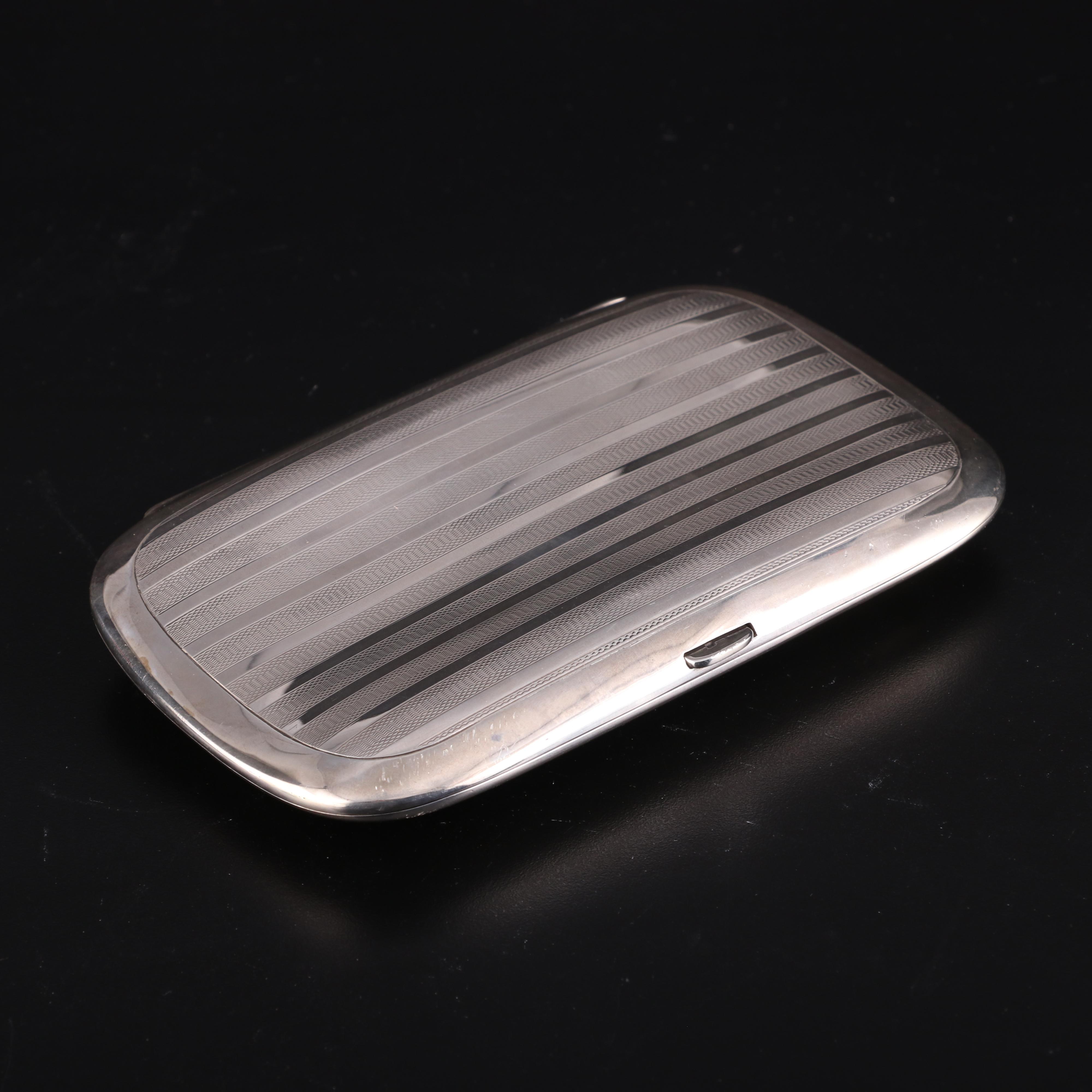 William Neale of Birmingham Guilloché Sterling Silver Cigarette Case, 1917