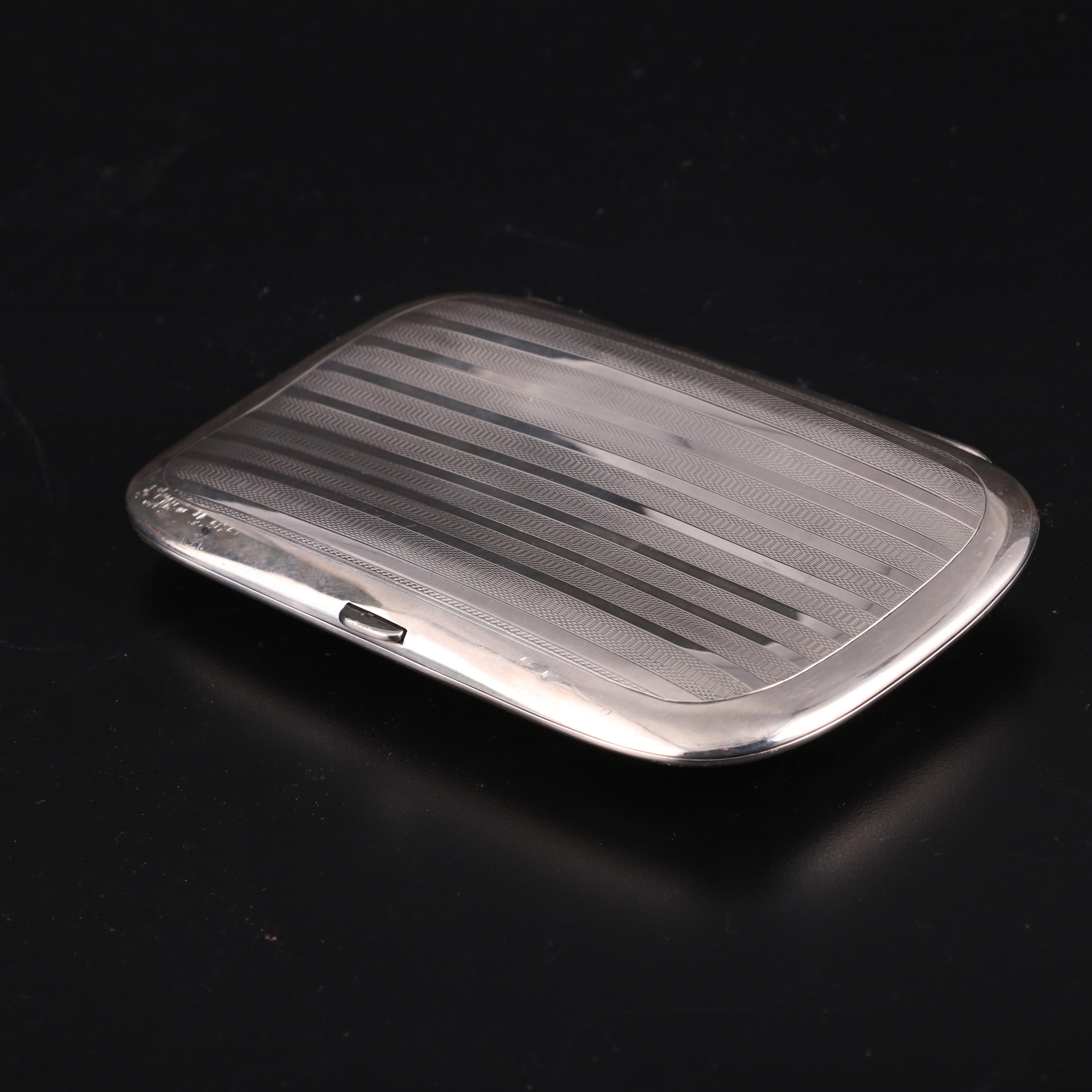 William Neale of Birmingham Guilloché Sterling Silver Cigarette Case, 1917