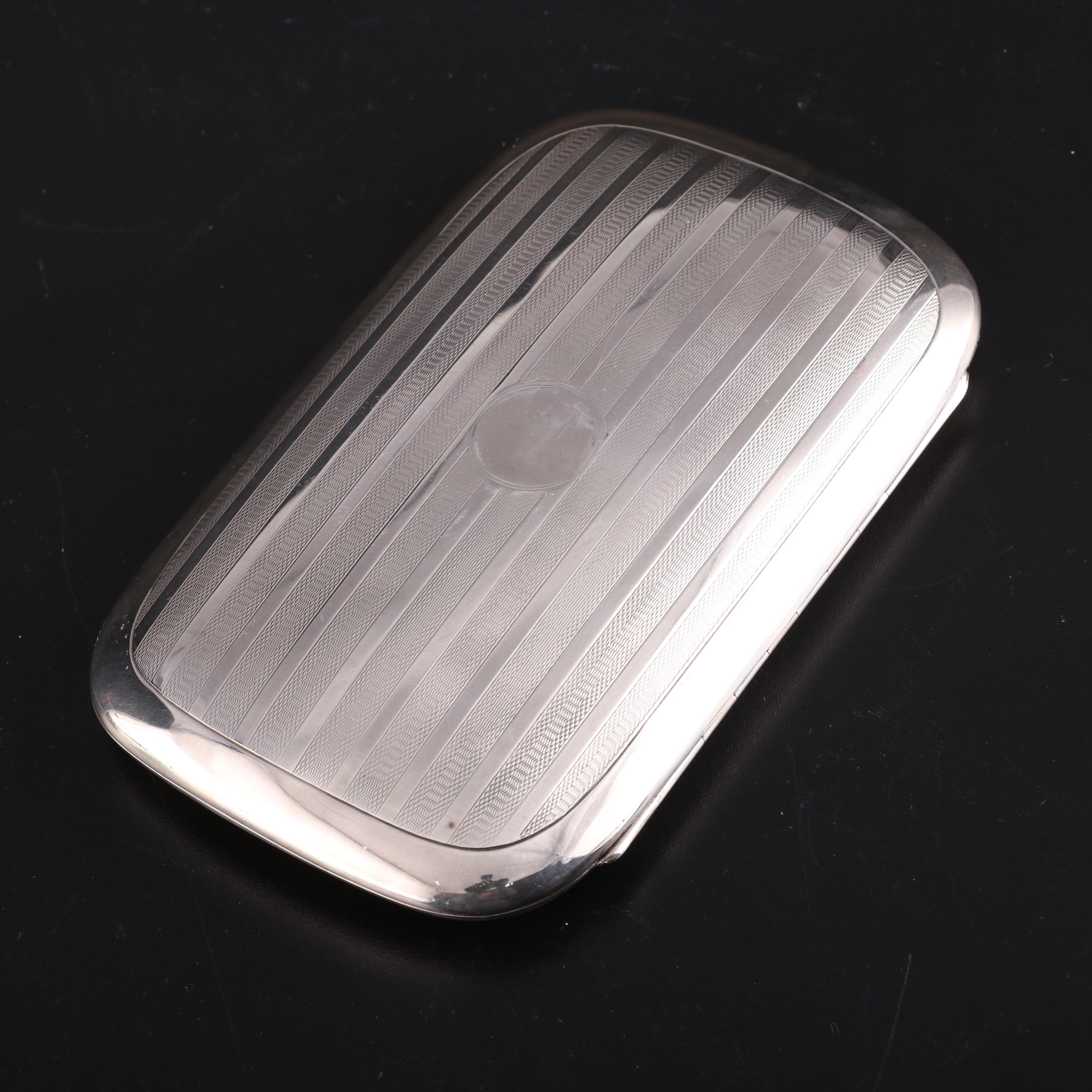 William Neale of Birmingham Guilloché Sterling Silver Cigarette Case, 1917