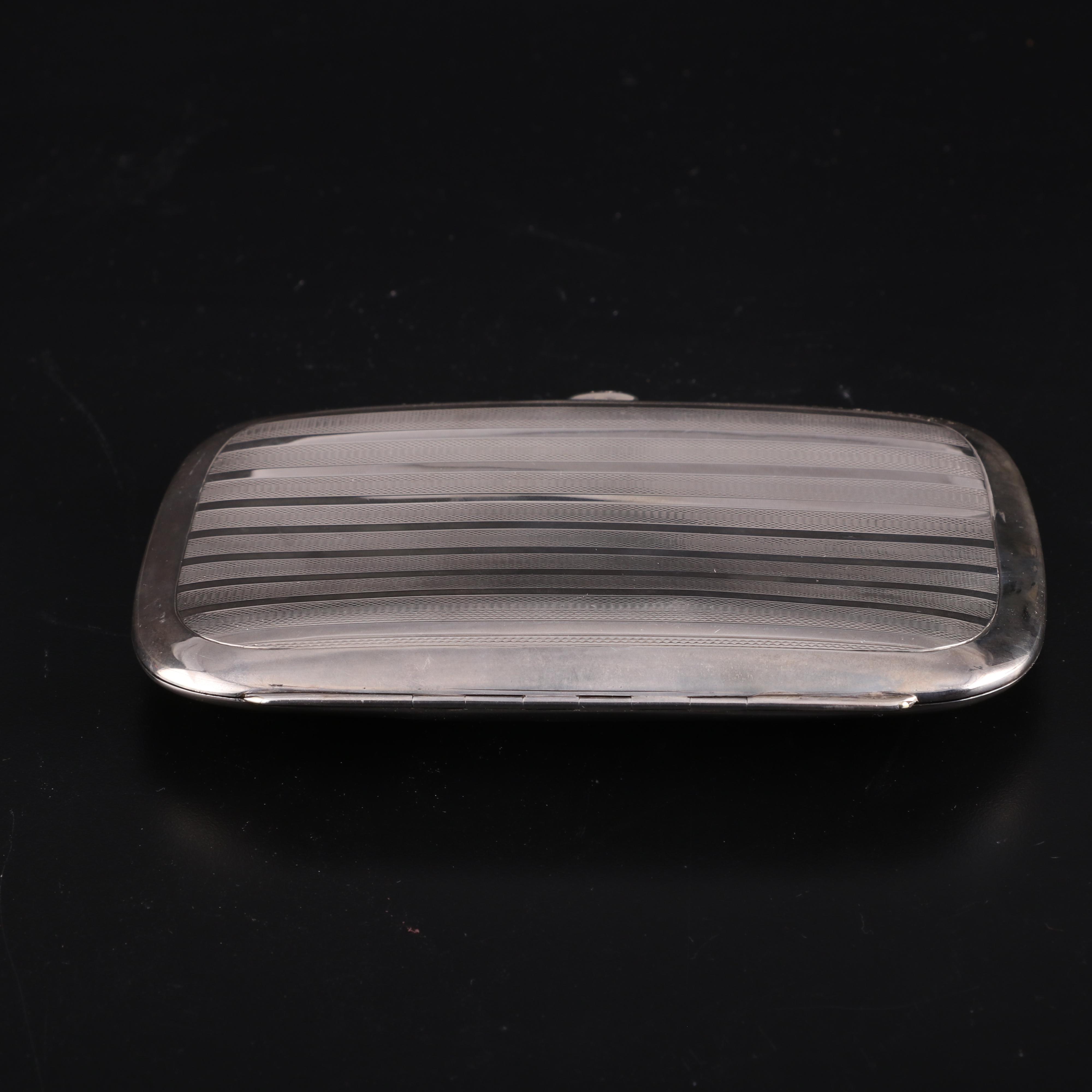 William Neale of Birmingham Guilloché Sterling Silver Cigarette Case, 1917